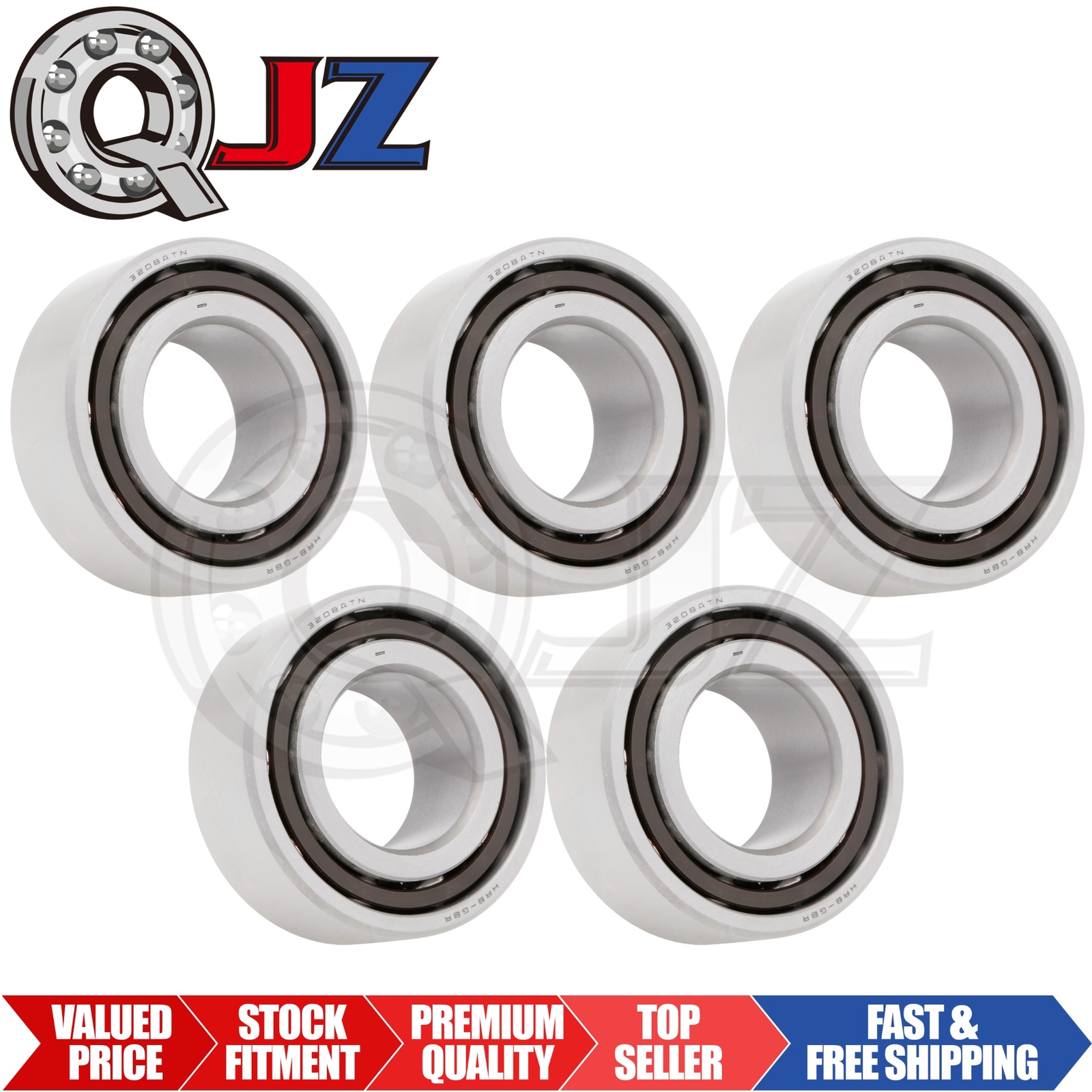 [Qty.5] 3208 Open Angular Contact Ball Bearing [40mm ID x 80mm OD x 30.2mm W]