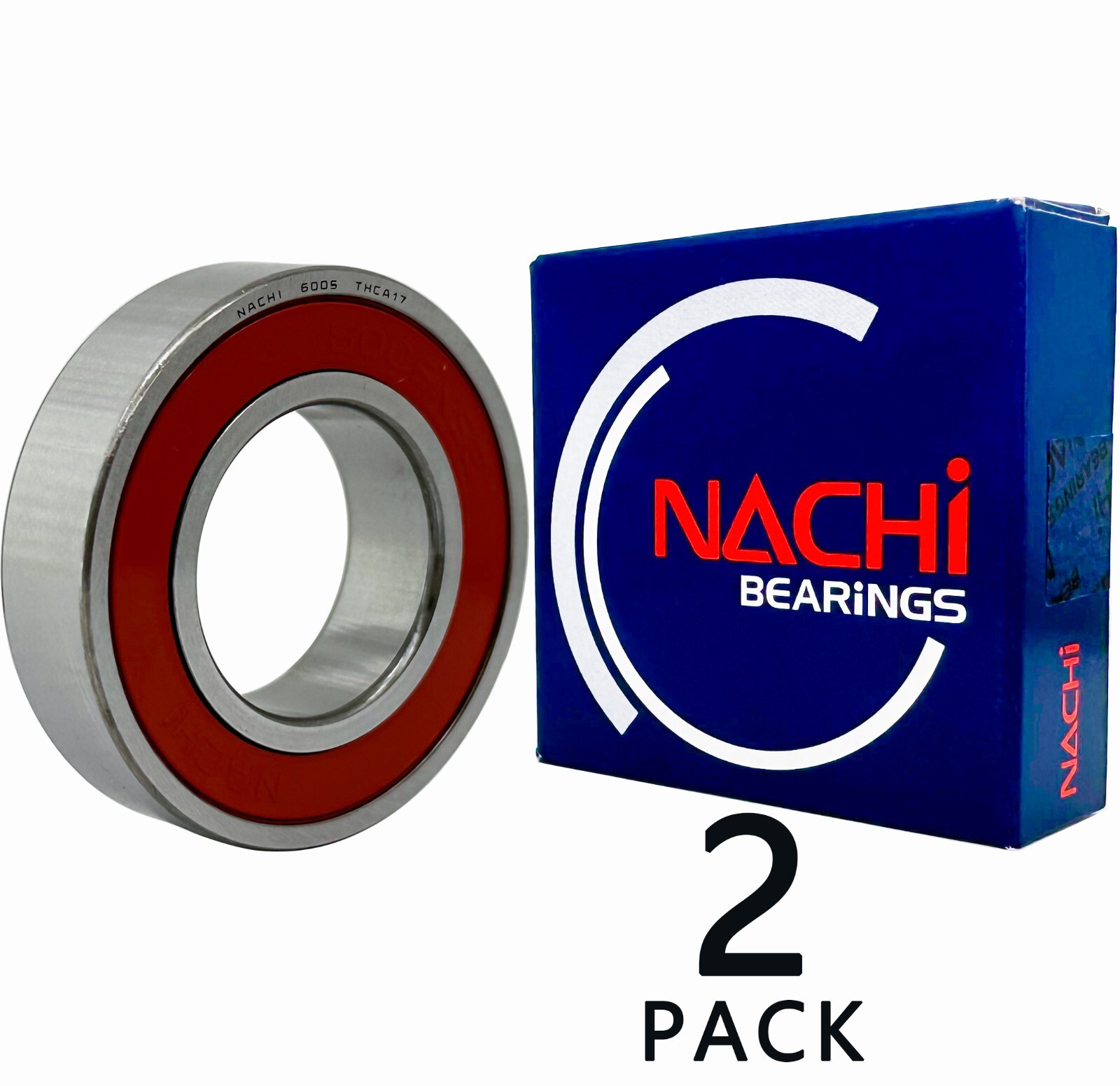 2PACK NACHI 6005-2NSE9CM 25X47X12MM Double Rubber Seal Bearings 6005-2NSE