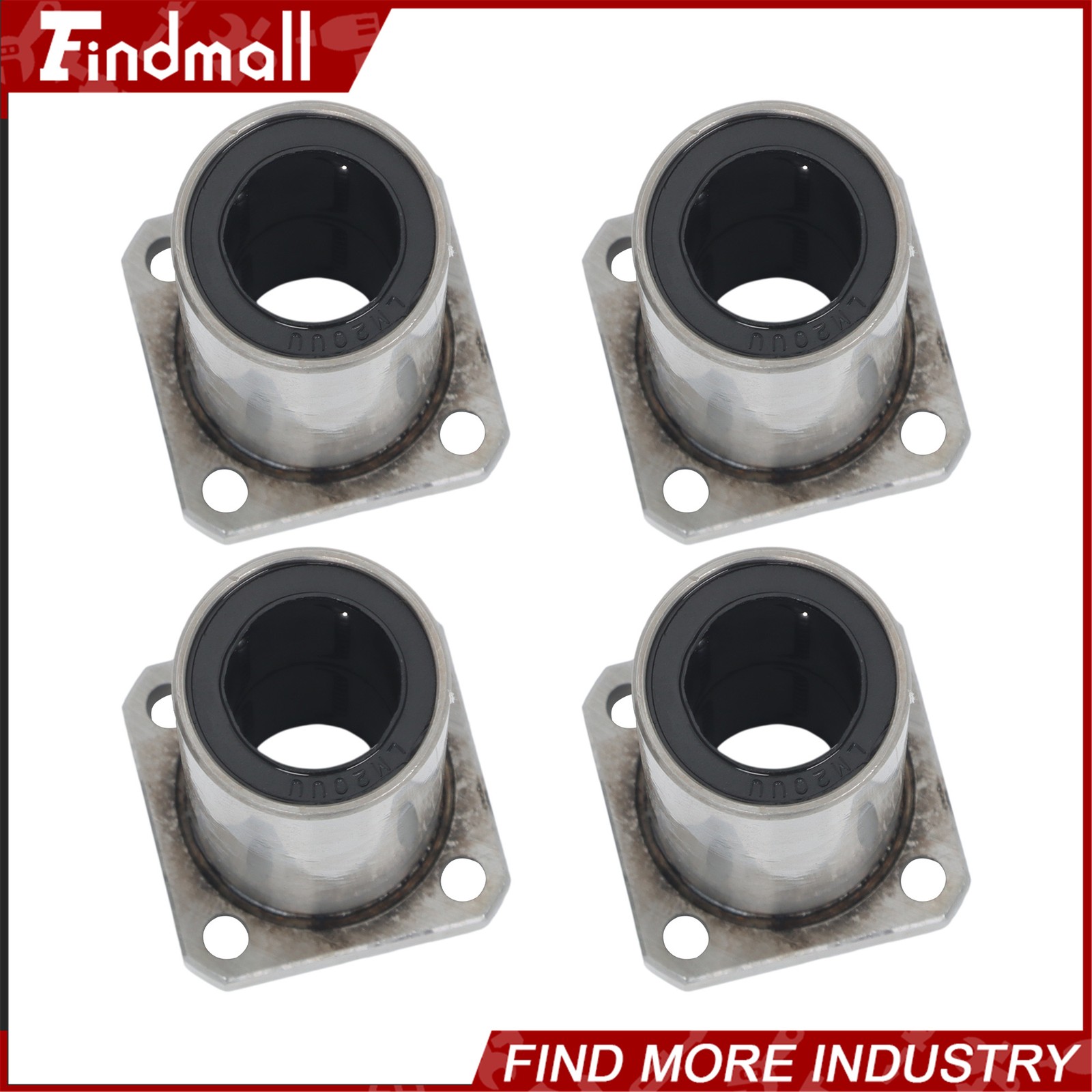 Findmall LMK20LUU 20x32x80mm Linear Bearing Square Flange Steel Cage CNC