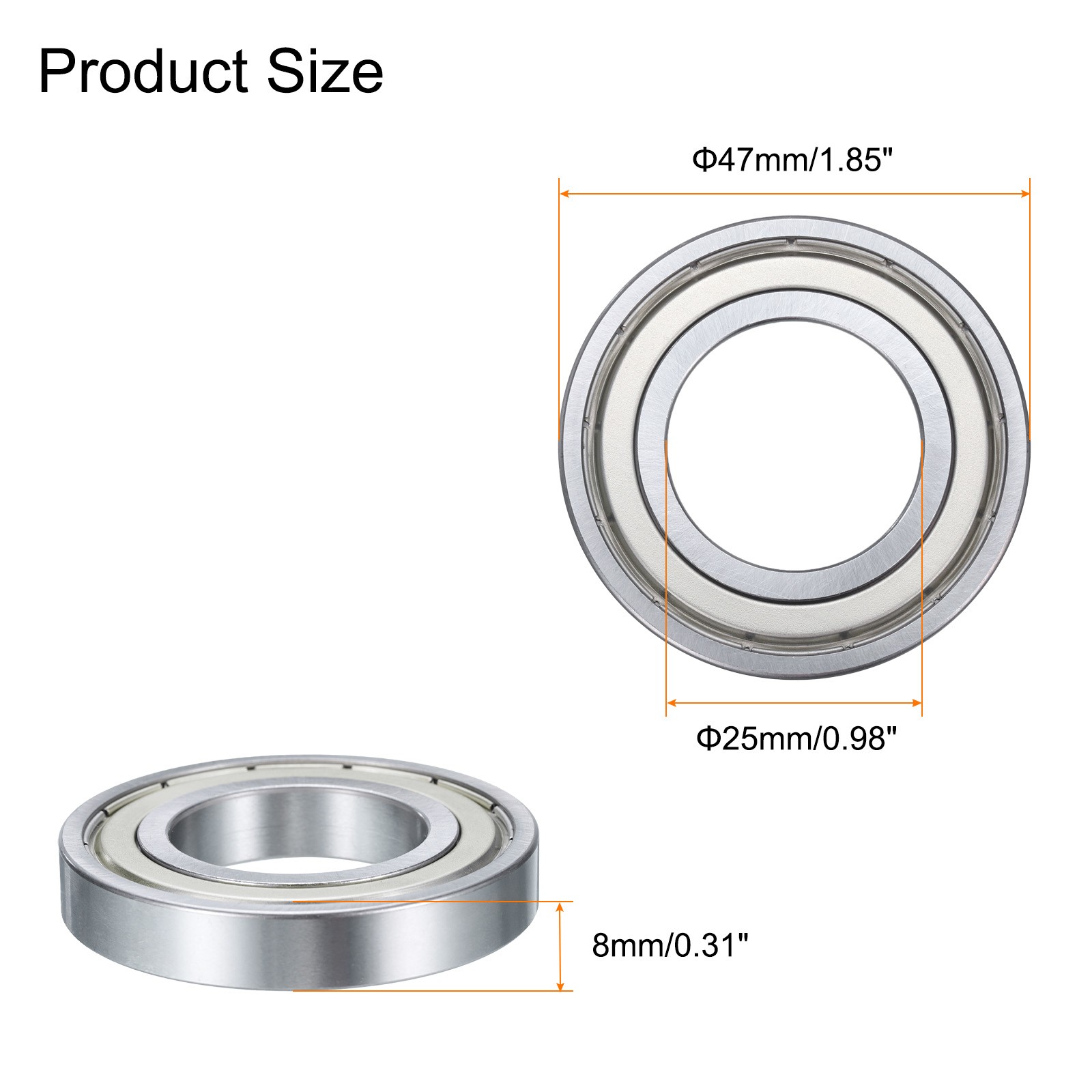 4 Pcs 16005-2Z Deep Groove Ball Bearing, 25x48x8 mm Double Sealed Bearing Z3