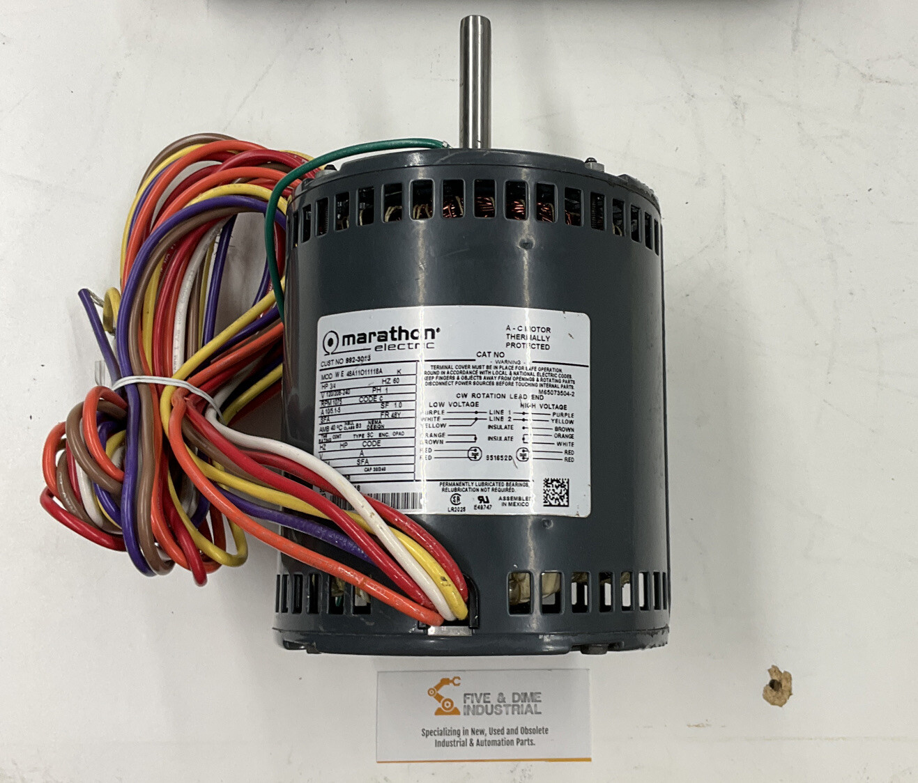 Marathon 48Y Frame 3/4 HP Industrial Motor 1075 RPM 120 / 205-240 Vac