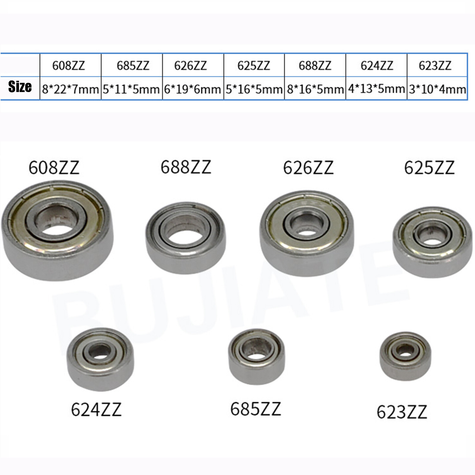 608 628 626 624 608 623 688 Premium Miniature ZZ Metal Shielded Metric Bearings