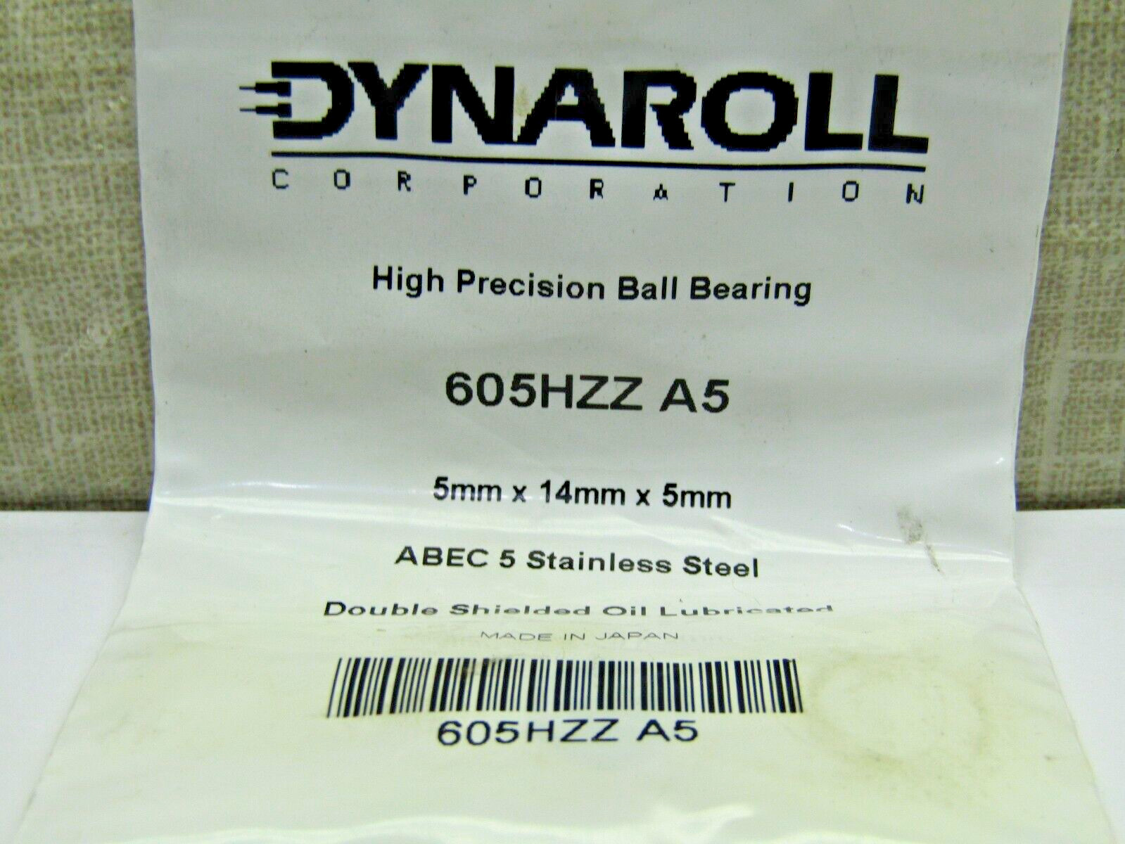 Dynaroll 605HZZ A5 605-ZZ Stainless 5mm x 14mm x 5mm Shielded Bearing