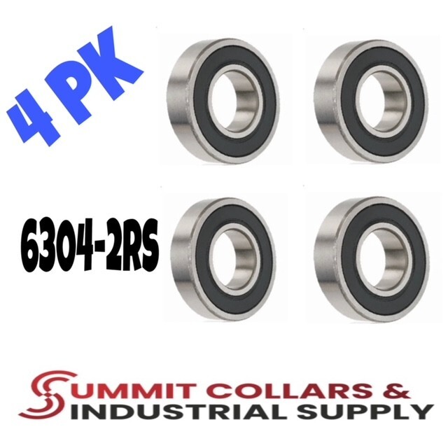 6304-2RS Ball Bearing Premium Rubber Sealed 20x52x15 mm (Qty 4)