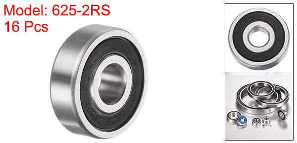 16pcs 625-2RS Deep Groove Ball Bearings Chrome Steel Z2 Bearing 5 x 16 x 5mm
