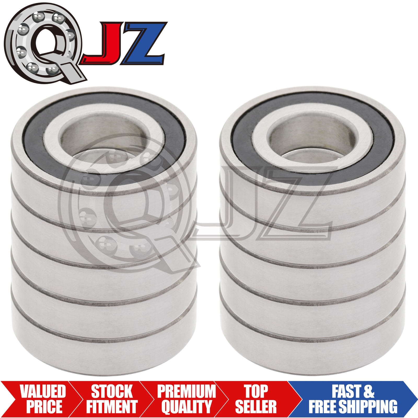 [Qty.10] 6203-2RS Radial/Deep Groove Ball Bearing [17mm ID x 40mm OD x 12mm W]