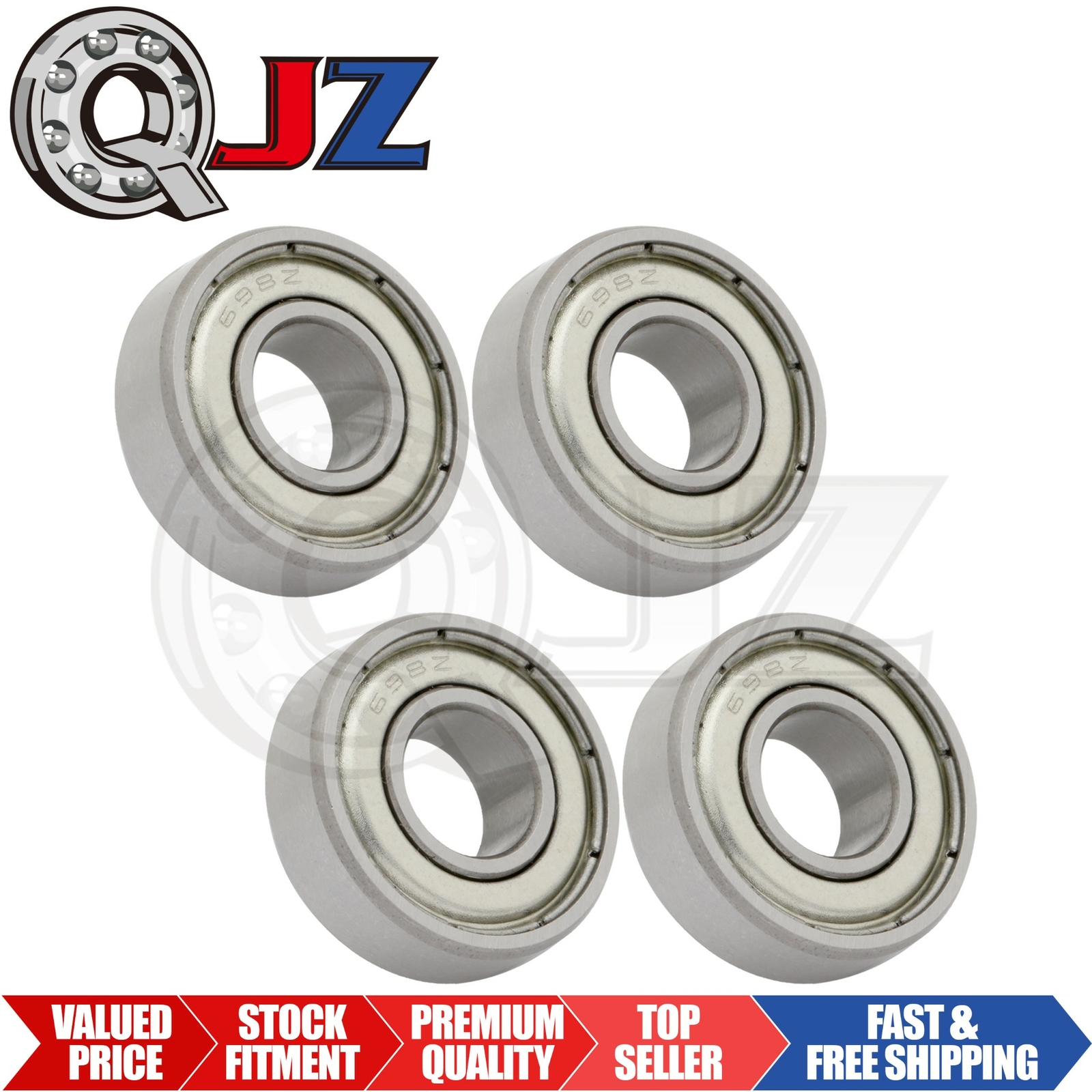 [Qty.4] New 698-ZZ Single-Row Radial Ball Bearing [8mm Bore x 19mm OD x 6mm W]