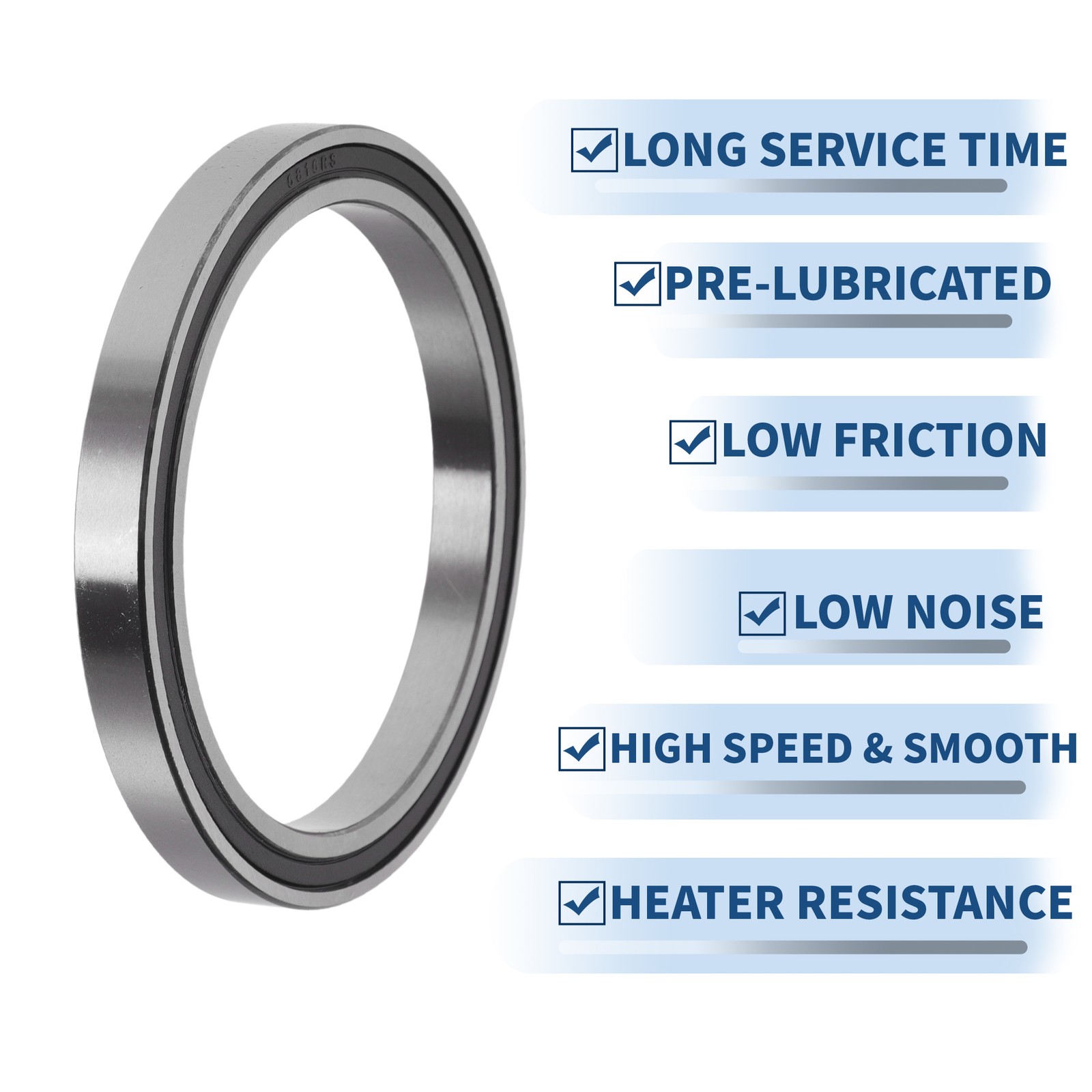 6816VV Deep Groove Ball Bearings 80x100x10mm Silver Tone Black