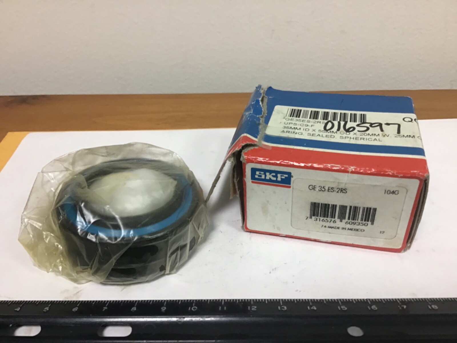 New SKF GE 35 ES 2RS Spherical Bearing, 35mm ID, 55mm OD, 25mm Width