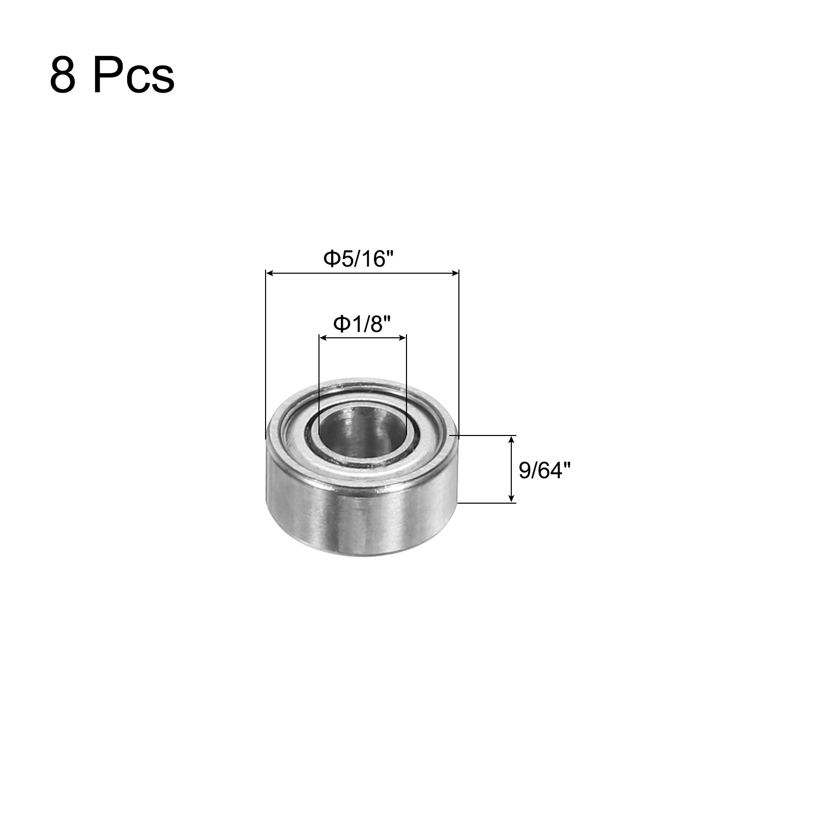 8pcs Bearing R2-5ZZ for R2-5ZZ 1/8″x5/16″x9/64″ Z1 Double Shield Iron