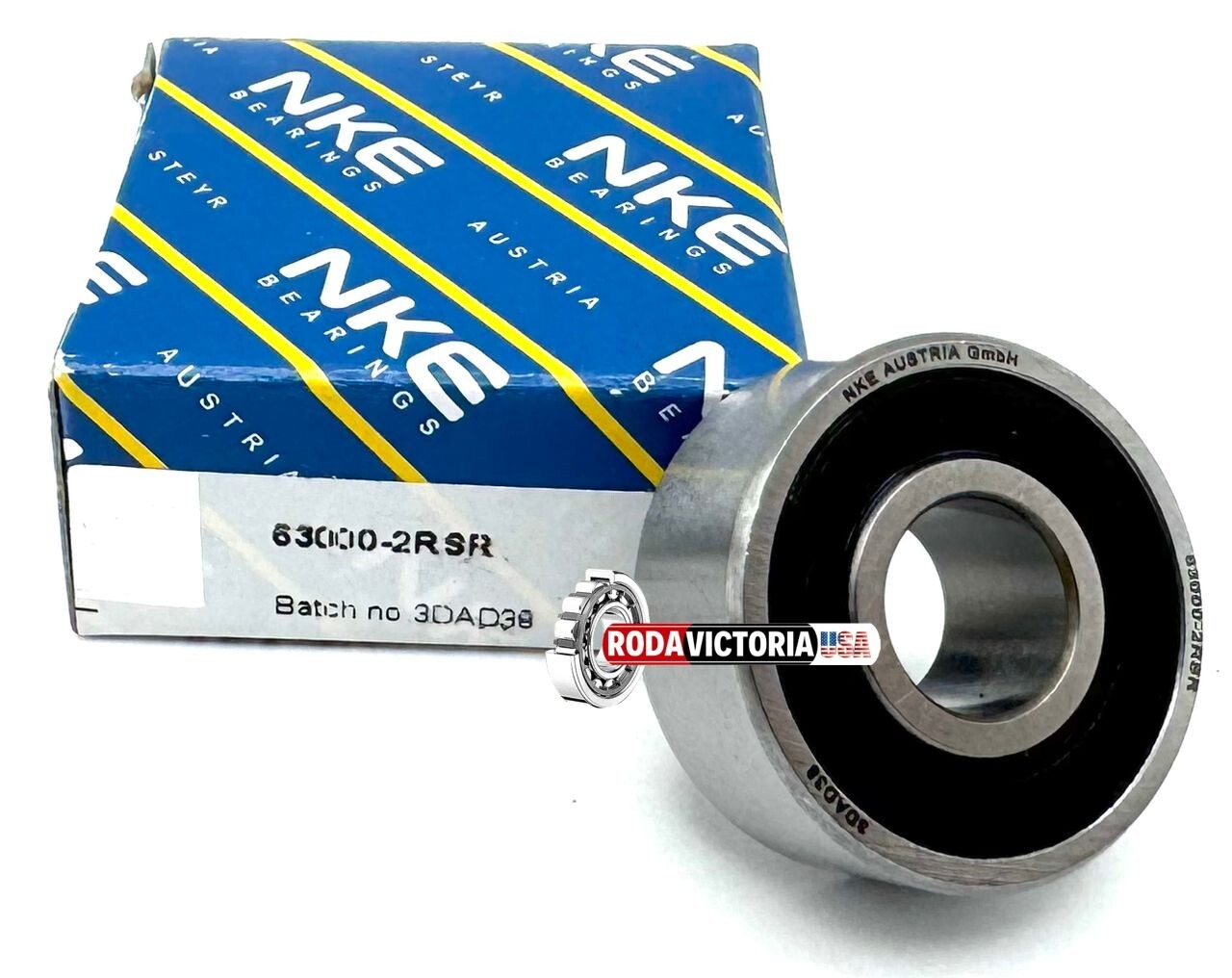 NKE 63000 2RS Deep Groove Ball Bearing, Rubber Sealed 10x26x12 mm