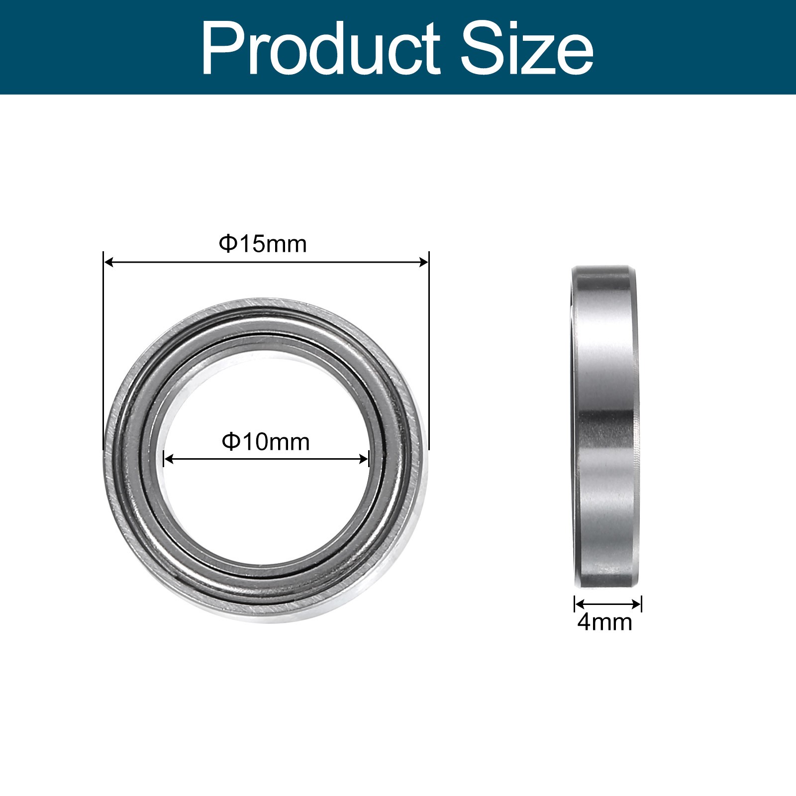 8pcs 6700ZZ Deep Groove Ball Bearings, Chrome Steel Z1 Double Metal, 10x 15x 4mm