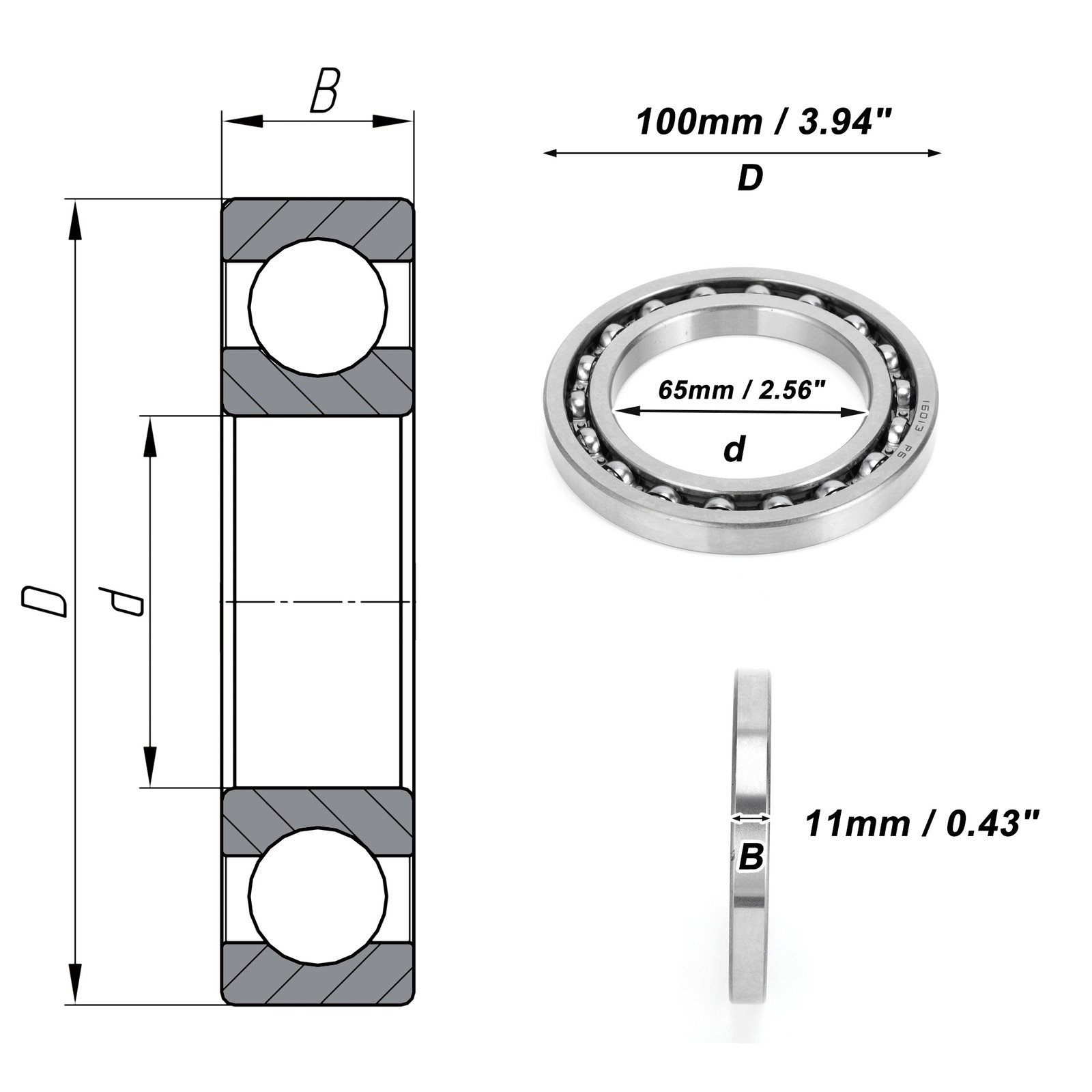 Universal Scooter 16013 Deep Groove Ball Bearings P6 65x100x11mm Pack of 1