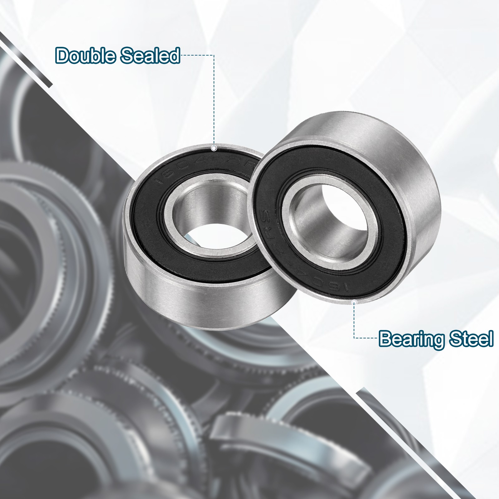 3Pcs 1604-2RS Deep Groove Ball Bearing, 3/8″ x 7/8″ x 11/32″ Sealed Bearing
