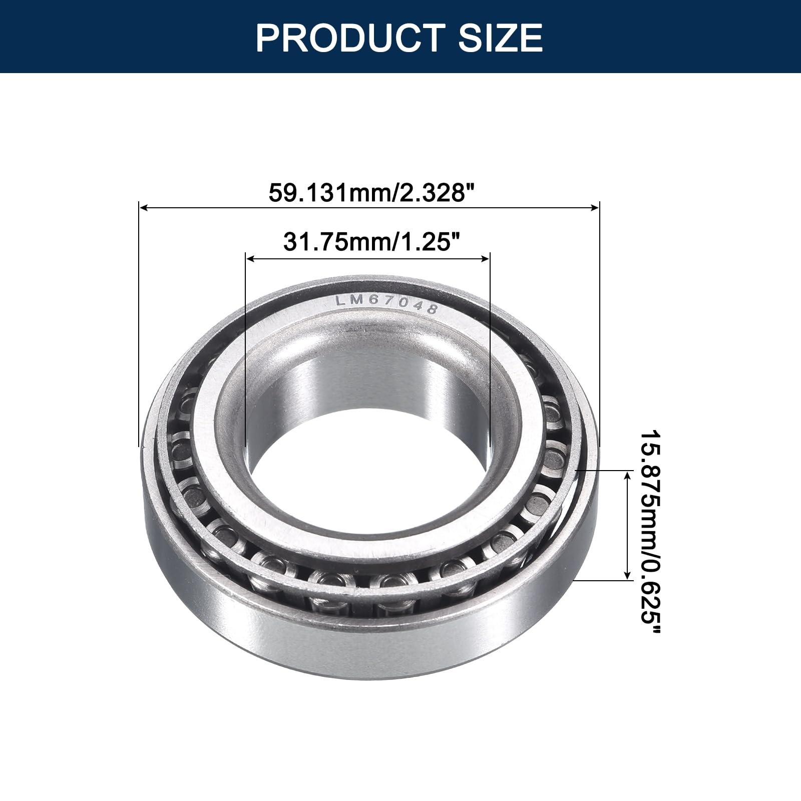 2 PCS LM67048/10 Tapered Roller Bearing Cone Cup Set 1.25 Bore 2.328 OD 0.625