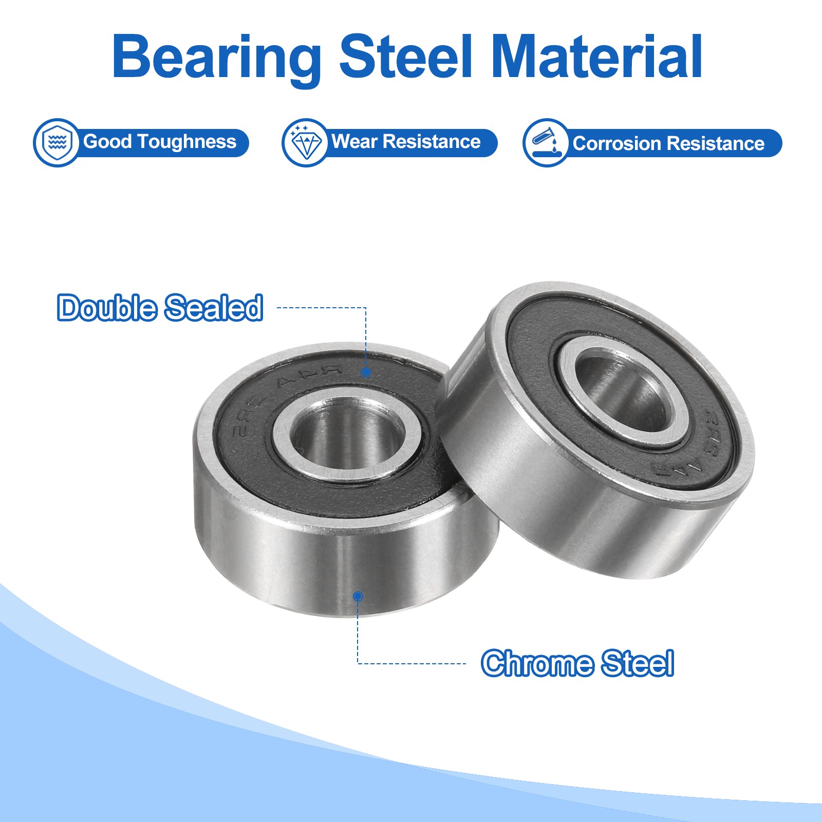6pcs R4A-2RS 1/4″ ID x 3/4″ OD x 9/32″ Height Z2 Ball Bearings, Silver Tone