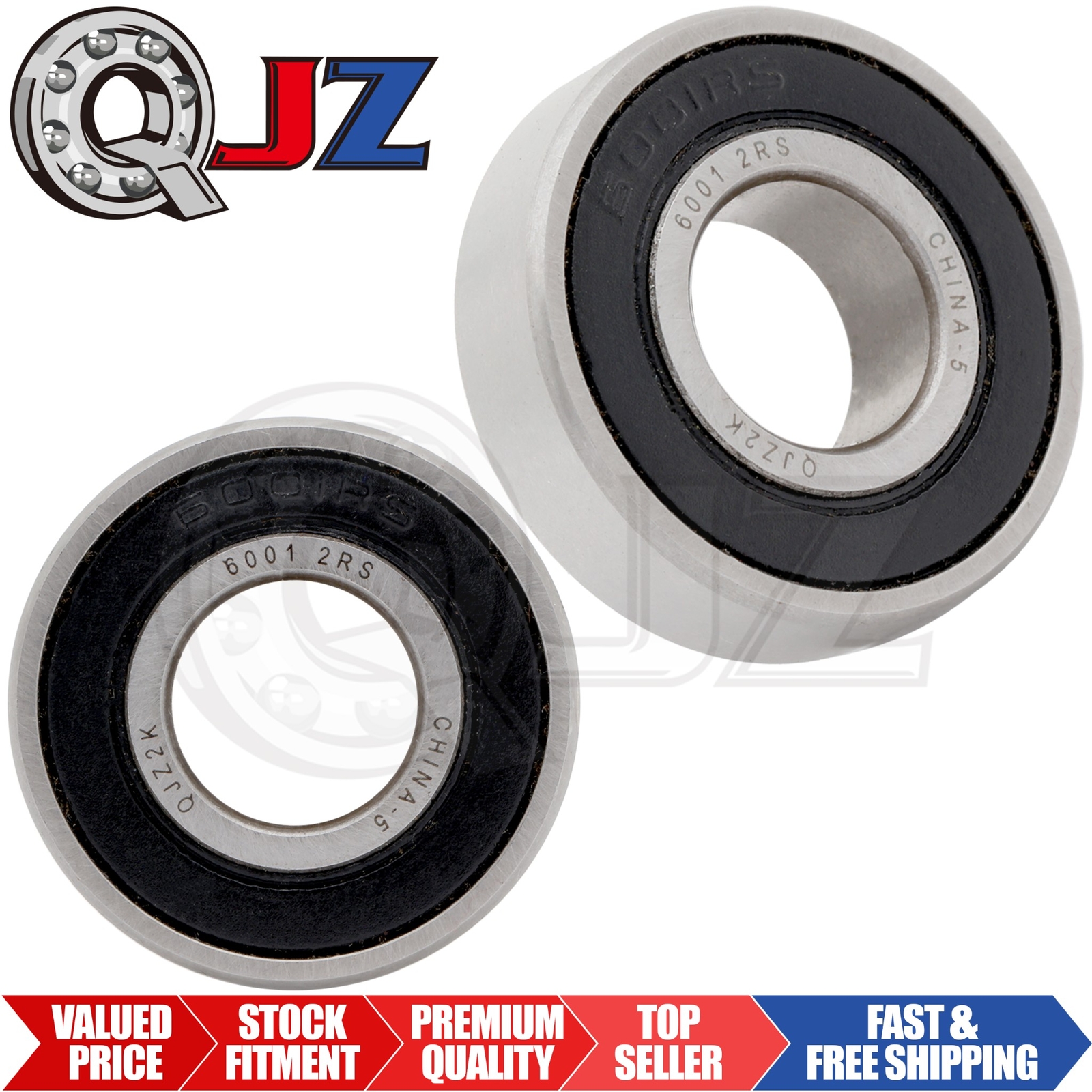 [Qty.2] New 6001-2RS Radial/Deep Groove Ball Bearing [12mm ID x 28mm OD x 8mm W]