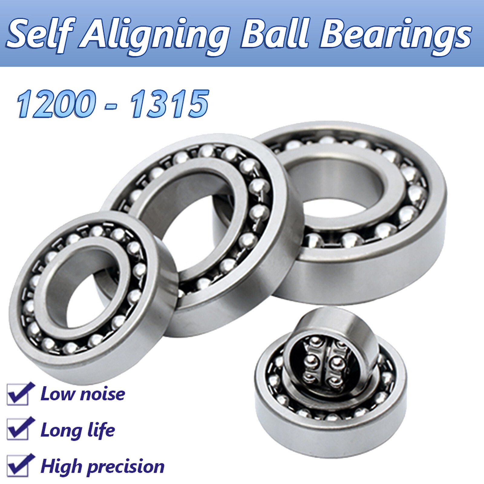 Double Row Self Aligning Ball Bearing 1200/1201/2200/2215-1315 Bore 10mm ~ 75mm