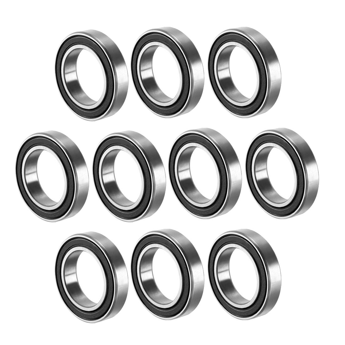 10 Pcs 15x24x5mm Double Sealed 6802-2RS Deep Groove Ball Bearing Carbon Steel