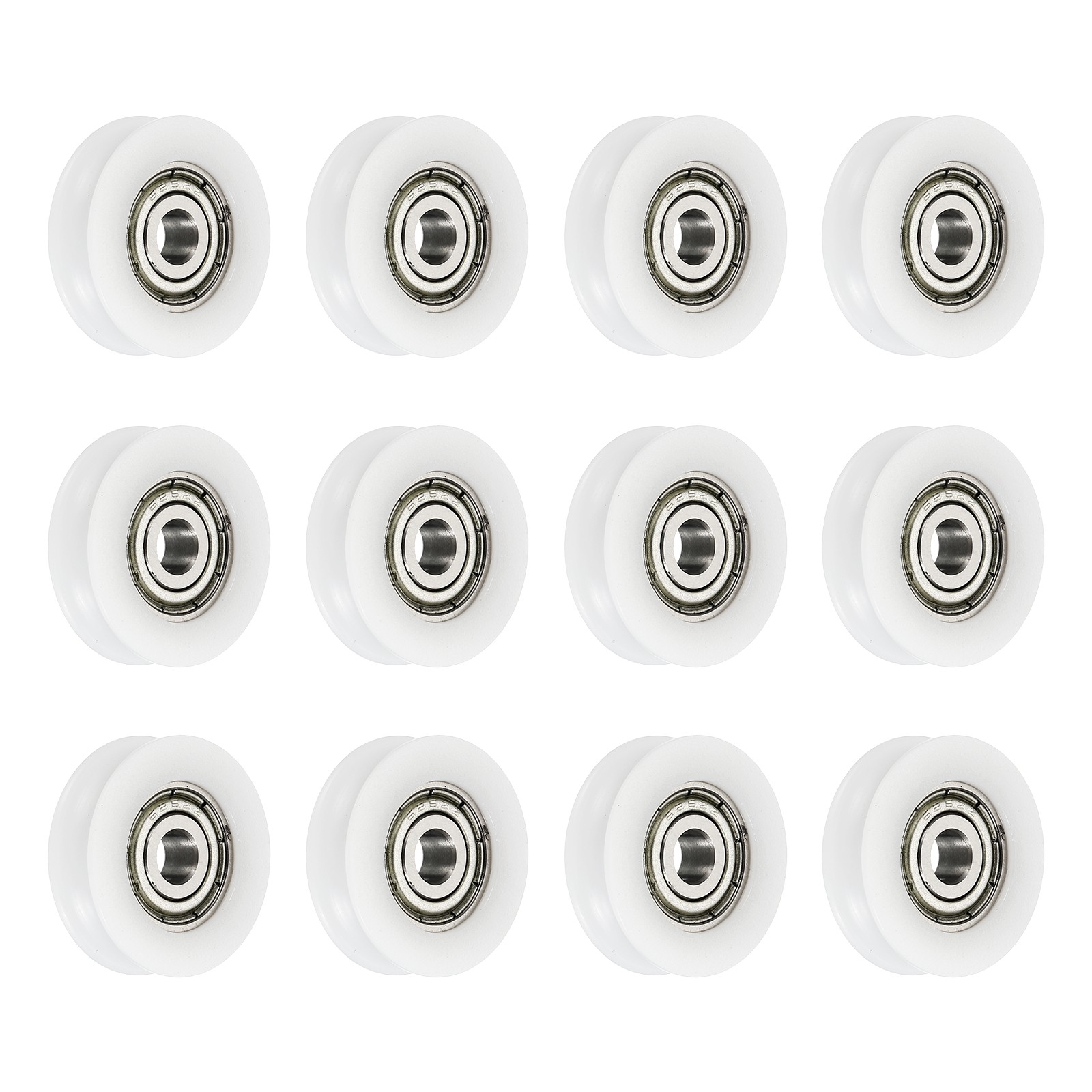 12Pcs, Groove Nylon Plastic Guide Bearing 5×23.5x7mm Pulley Roller White