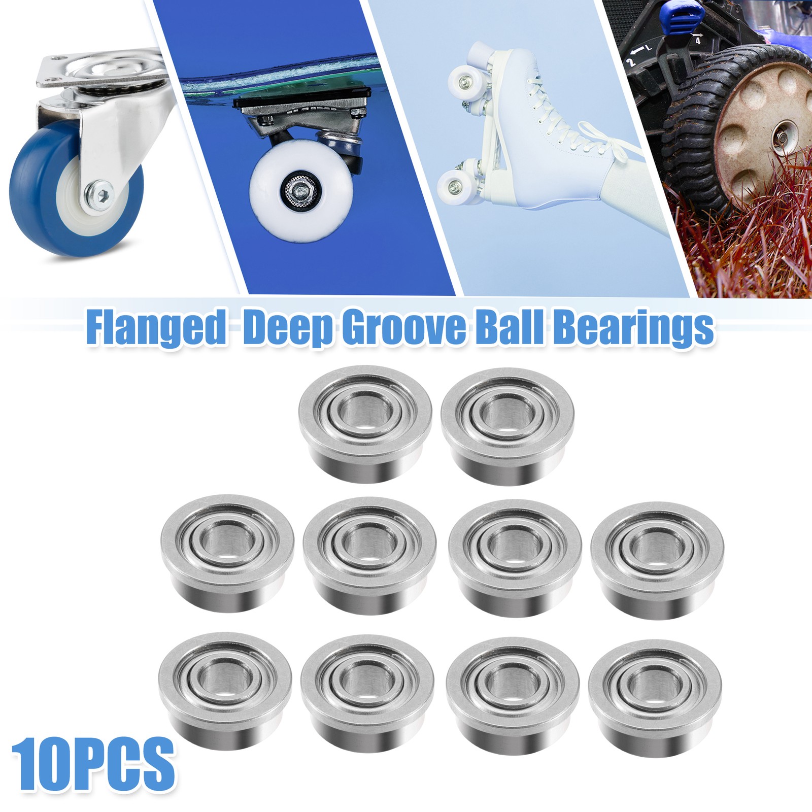 10 Pcs 3x7x3mm F683ZZ Single Row Flanged Bearings Deep Groove Ball Bearings
