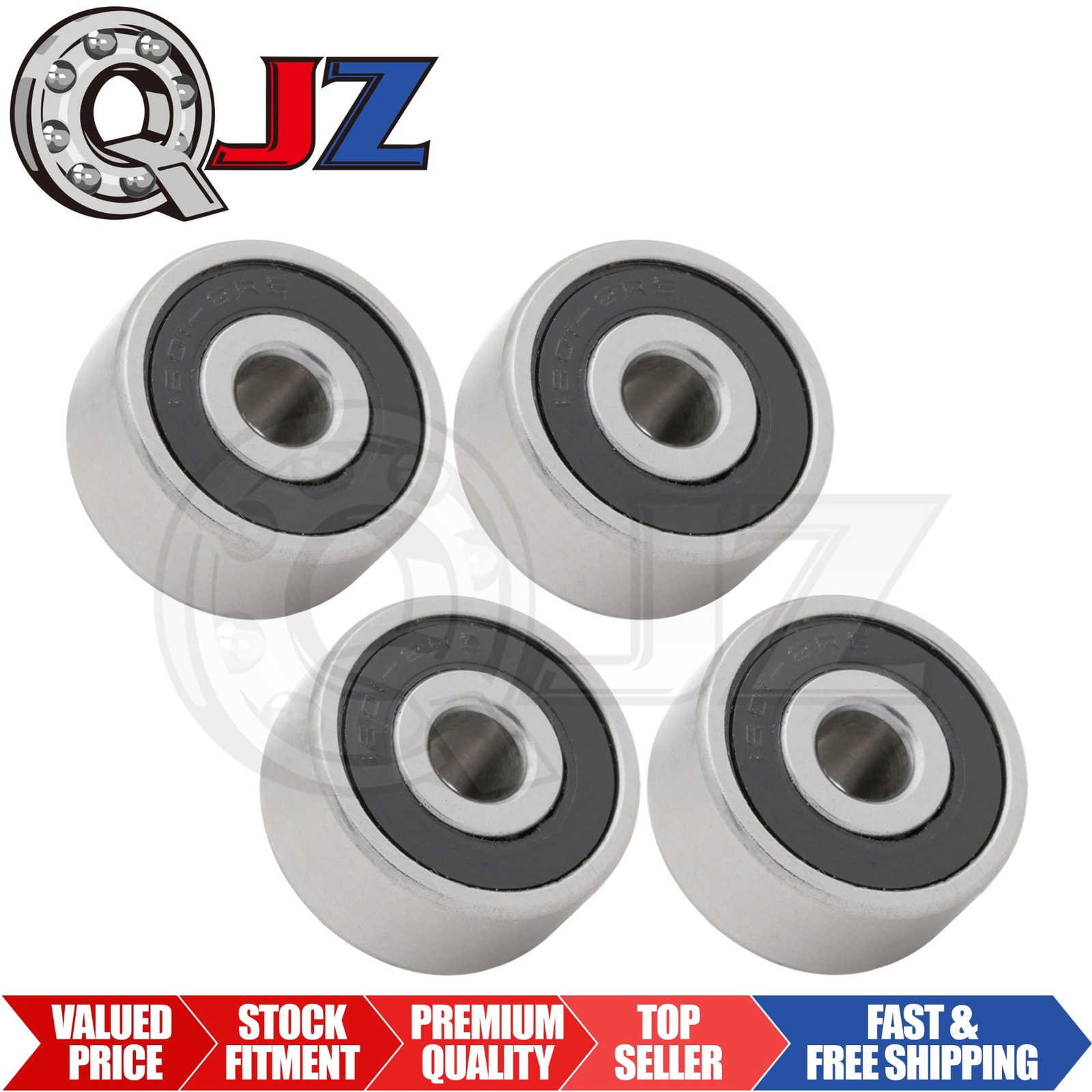 [Qty.4] 1601-2RS Radial/Deep Groove Ball Bearing [3/16″ ID x 11/16″OD x 5/16″ W]