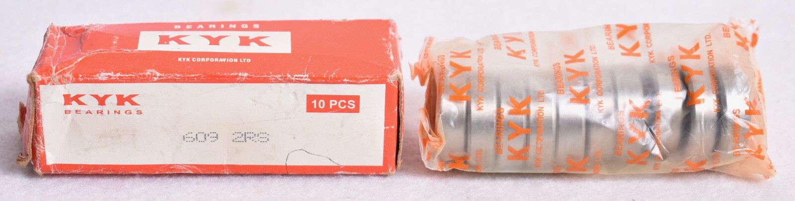10 Count KYK Rubber Sealed Ball Bearings 609-2RS Factory Sealed