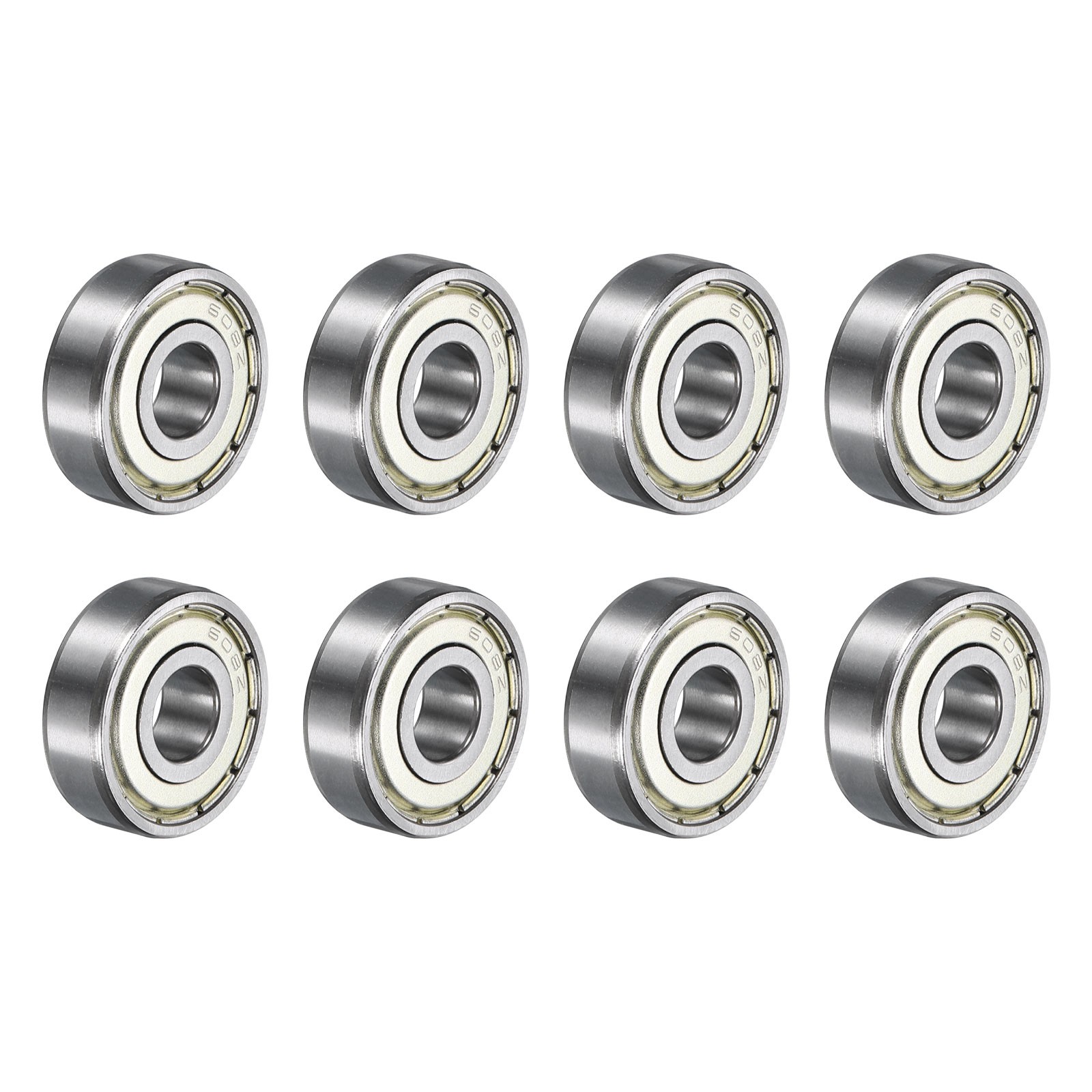 8 ball bearings 608ZZ 8x22x7mm with double shielding, silver for SKF