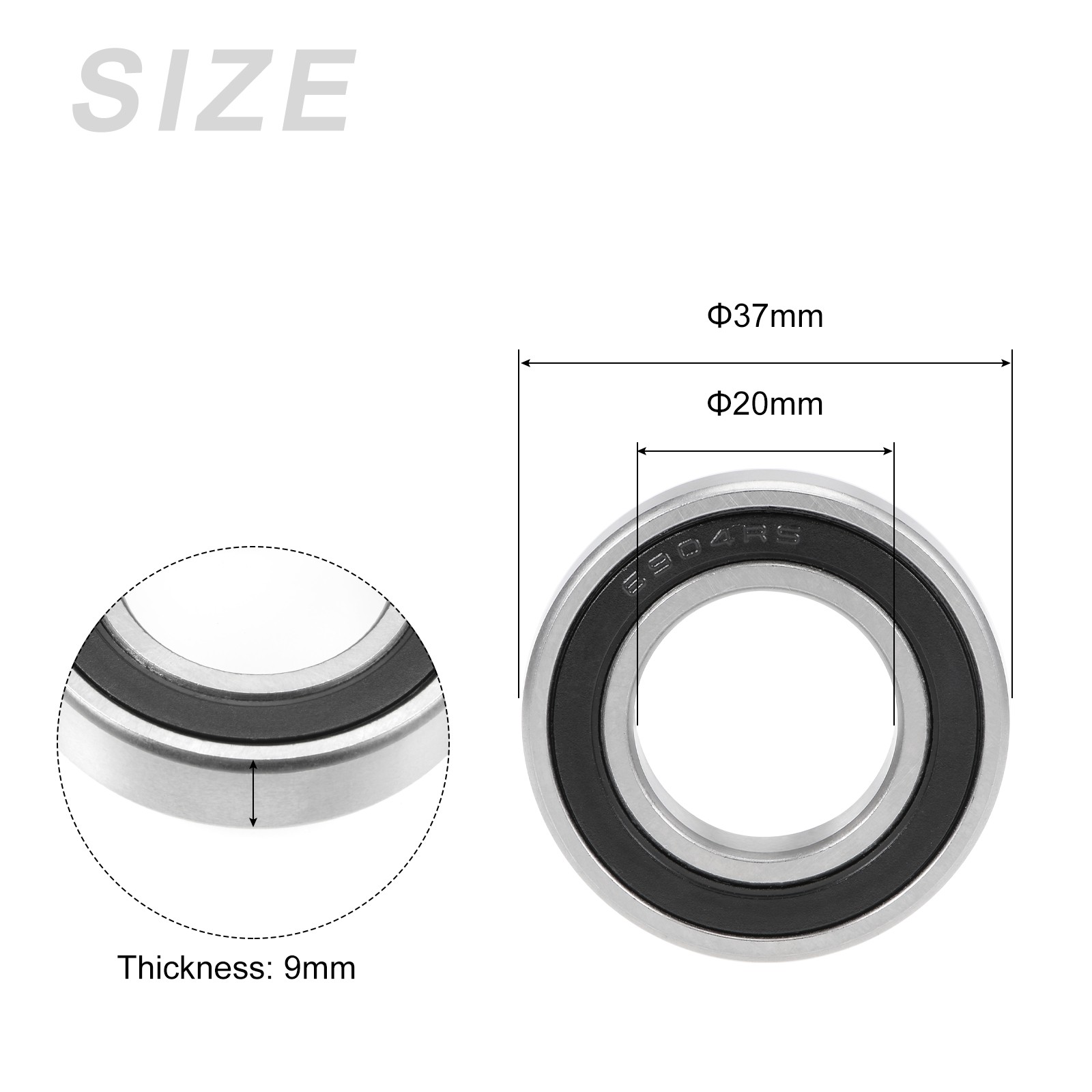 Deep Groove Ball Bearing 6904-2RS 20x37x9mm 1Pcs Chromium Steel Double Sealed