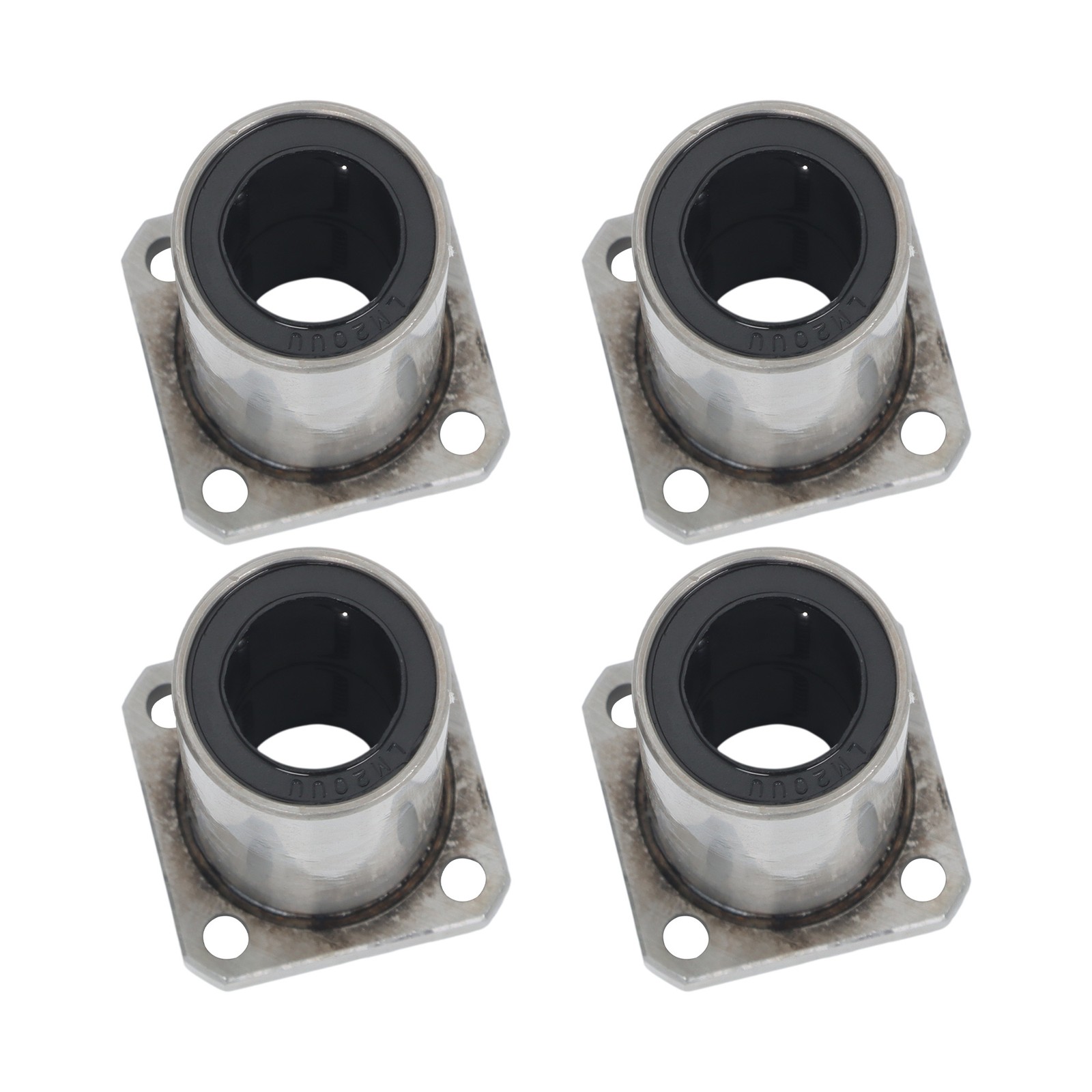 4 Pack LMK20LUU Linear Bearing 20x32x80mm Extra Long Square Flange Steel Cage