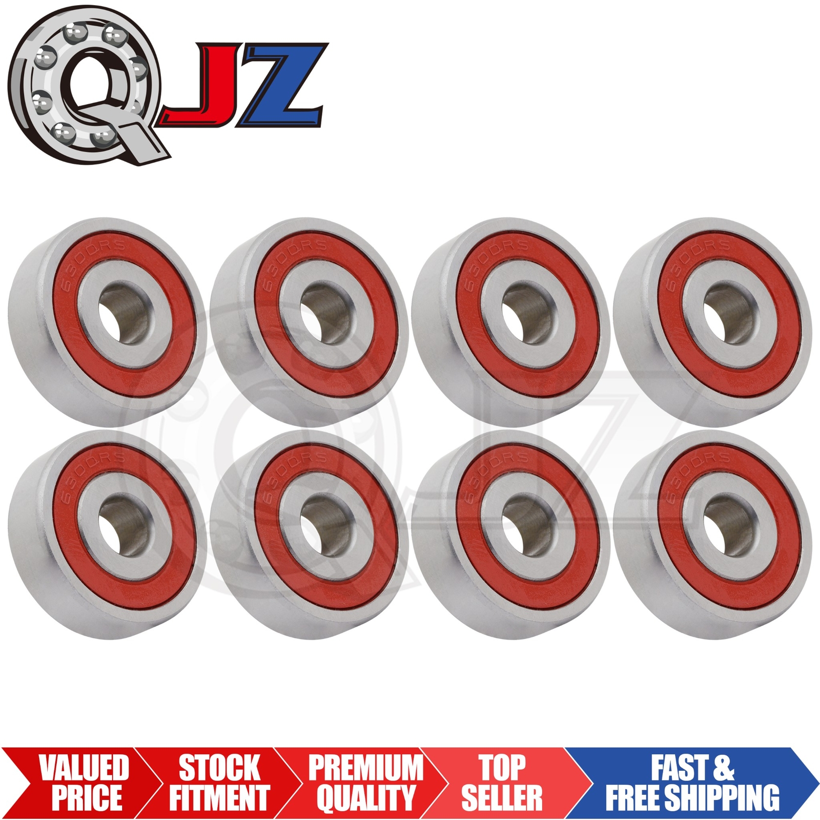 [Qty.8] 6300-2RS Deep Groove/Radial Ball Bearing [10mm Bore x 35mm OD x 11mm W]