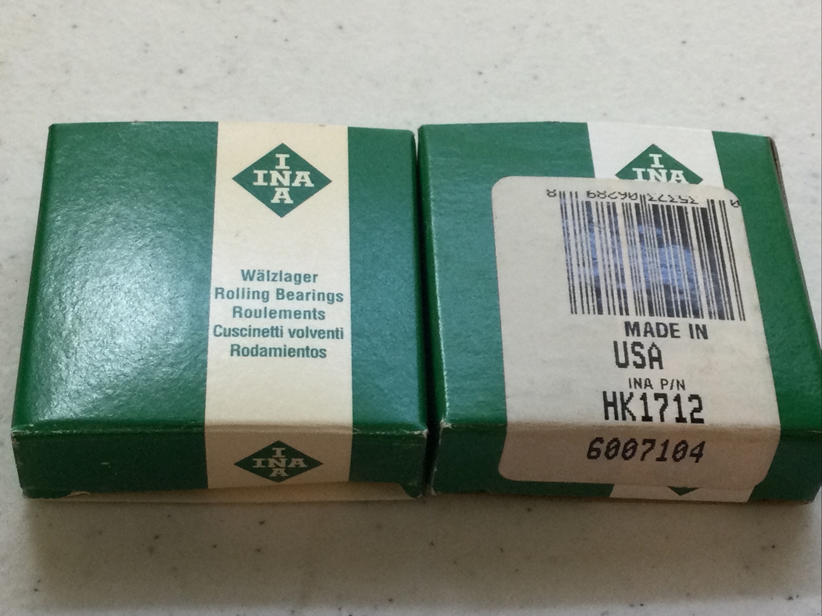 INA LOT OF 2 HK1712B NEEDLE BEARING 17x23x12MM, FREE SHIPPING