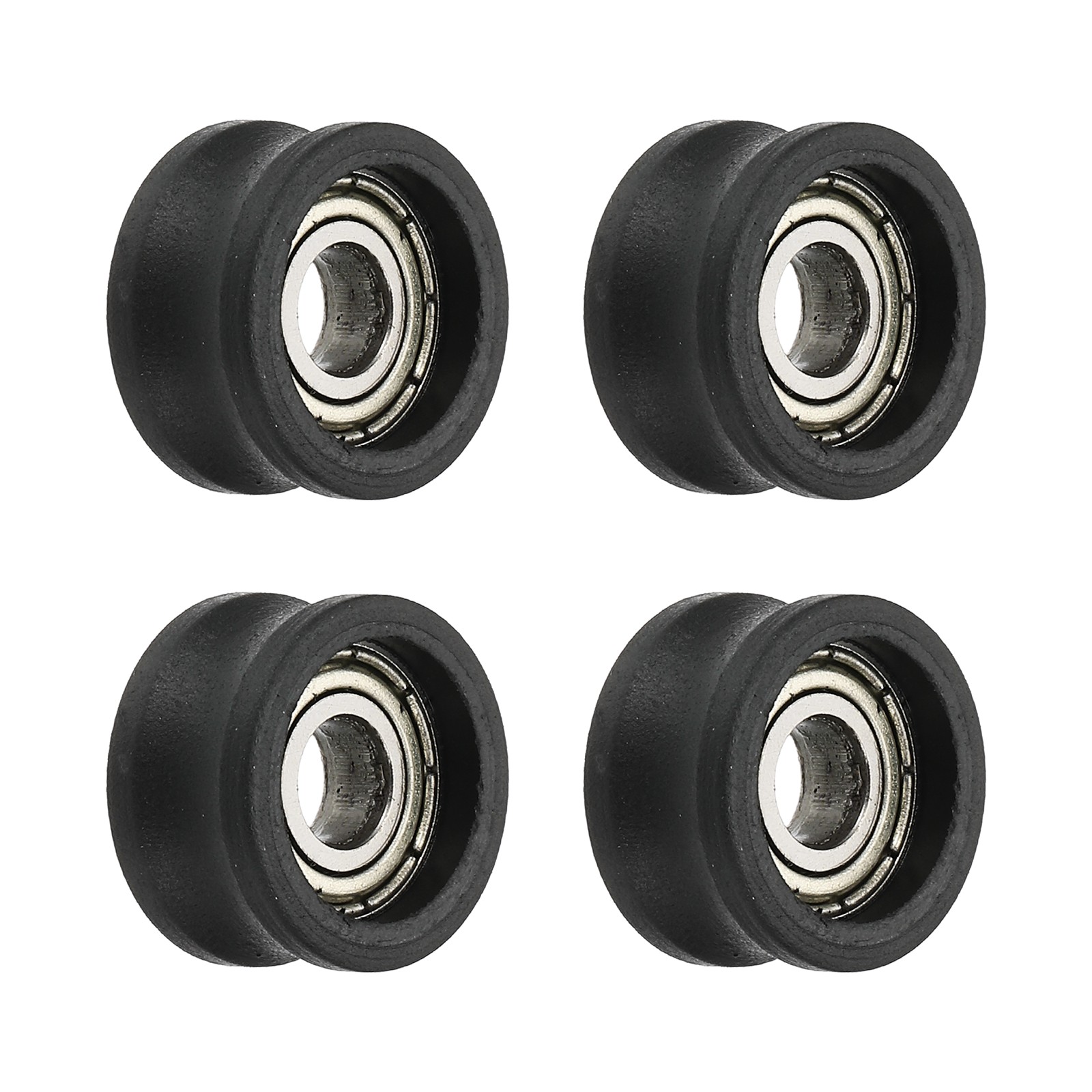 4Pcs Groove Nylon Plastic Guide Bearing 5×15.5×8.5mm Pulley Roller (Black)