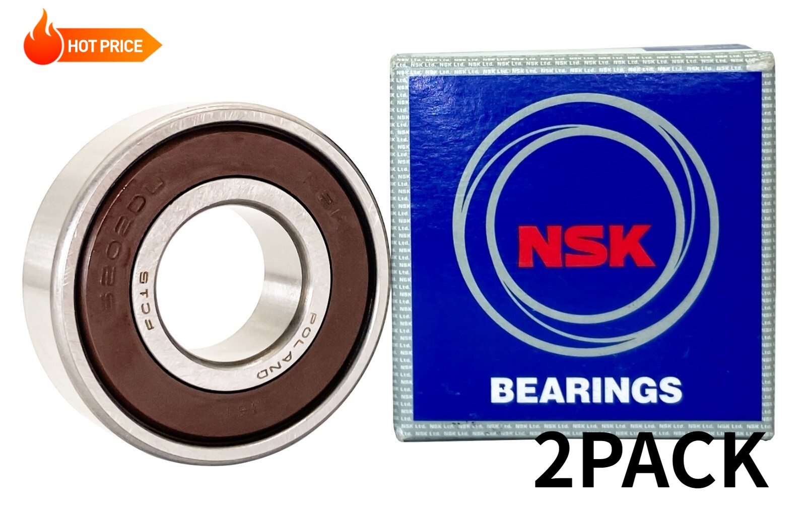 (2 PACK) NSK 6202DDU 15X35X11MM Double Rubber Seal Ball Bearings 6202-2RS 6202RS