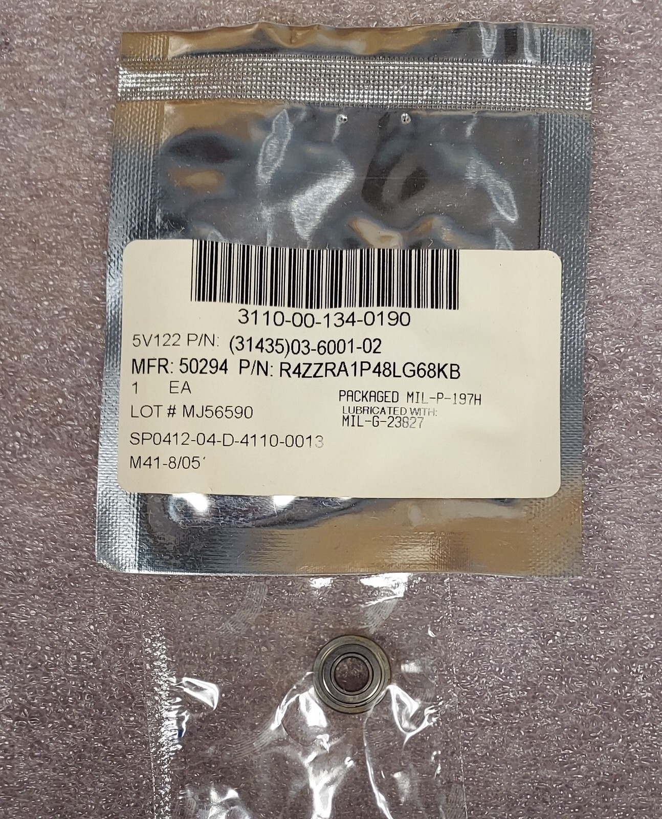 ‘1 PIECE’ – PN# R-4ZZR, 03-6001-02, R4ZZ – BEARING, BALL