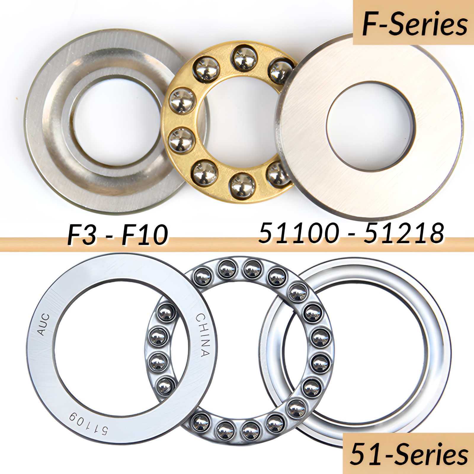 ID 3mm-110mm Thrust Ball Bearing High Precision Flat Thrust Ball Bearings 3 Part