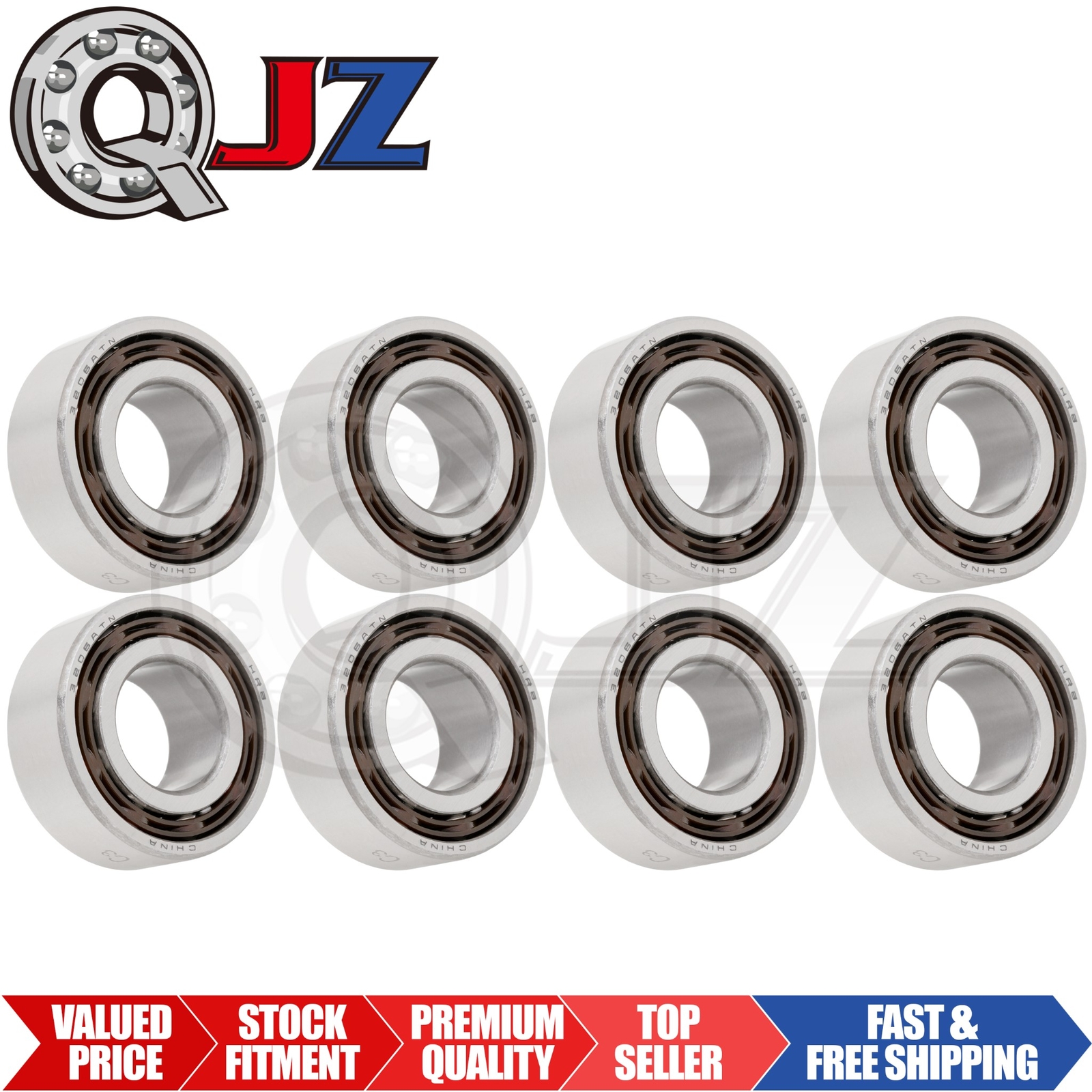 [Qty.8] 3206-OPEN C3 Angular Contact Ball Bearing [30mm Bore x 62mm x 23.8mm]