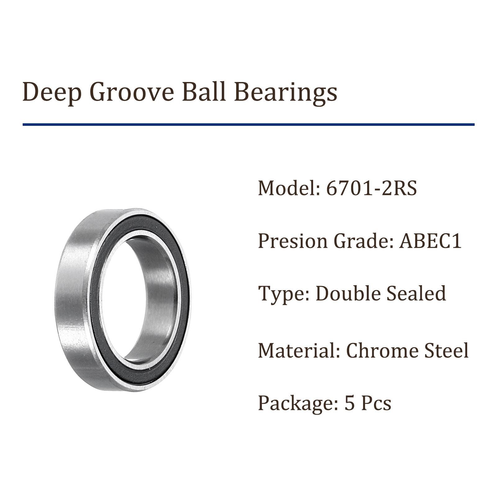 5pcs Deep Groove Ball Bearings – (17mm x 30mm x 7mm) Chrome Steel Balls
