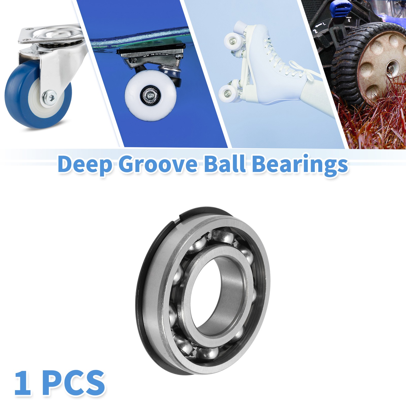 6207NR Deep Groove Ball Bearings 35x72x17mm 1 Pc Silver Tone