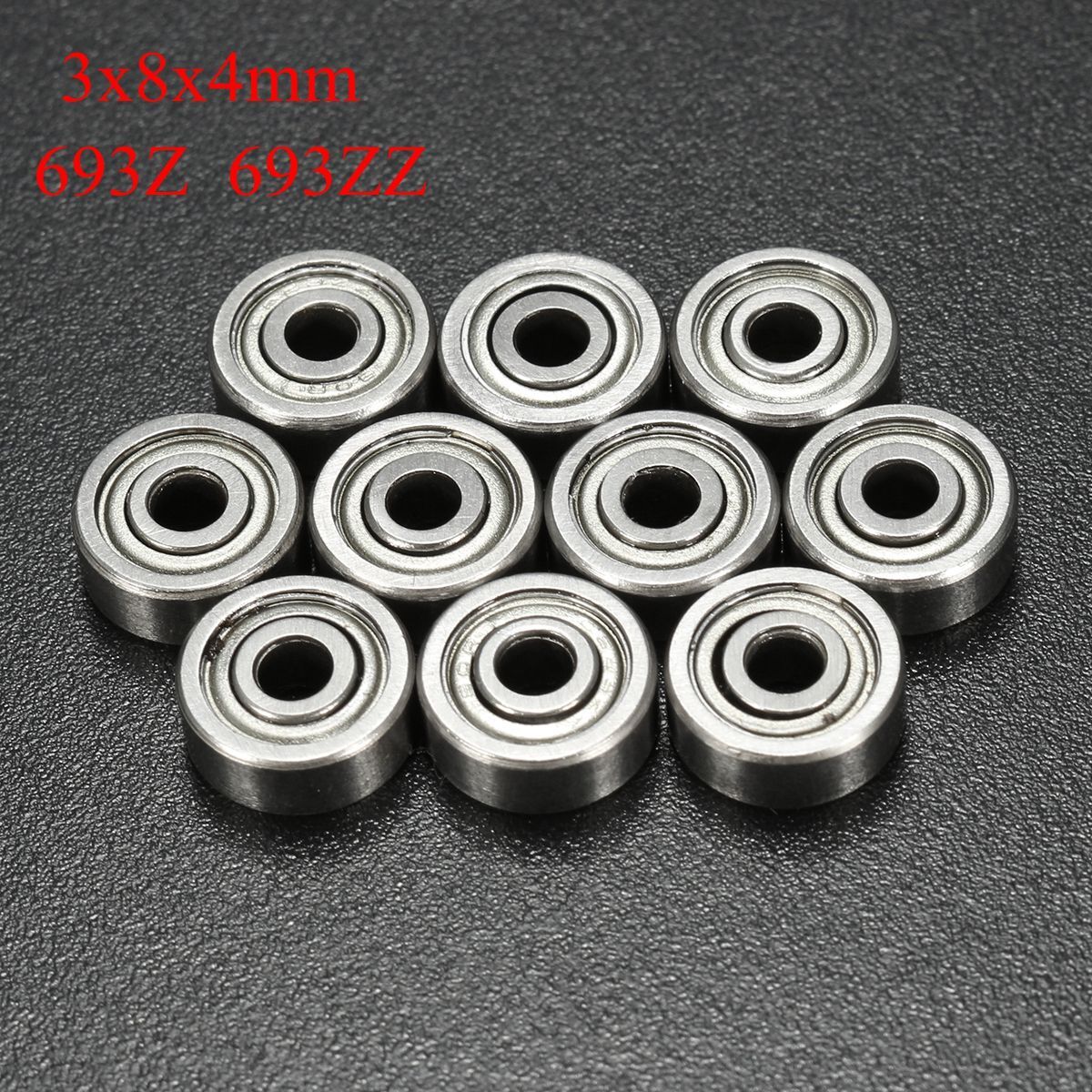 10Pcs Miniature Ball Bearings Small Double Shielded Metal Steel Roller 2 Types