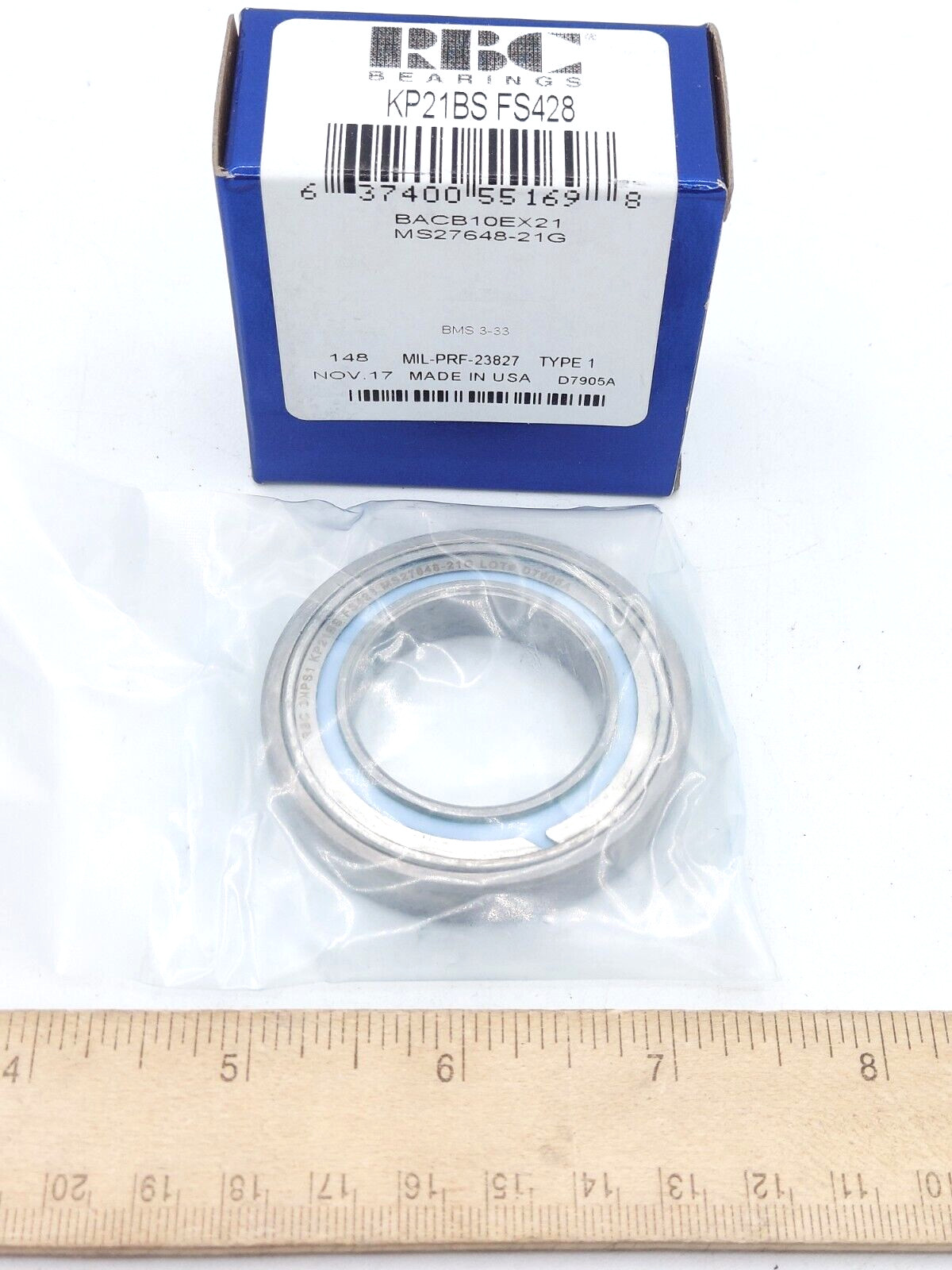 KP21BSFS428 RBC Airframe Control Ball Bearing BACB10EX21 MS27648-21G *NOS SEALED