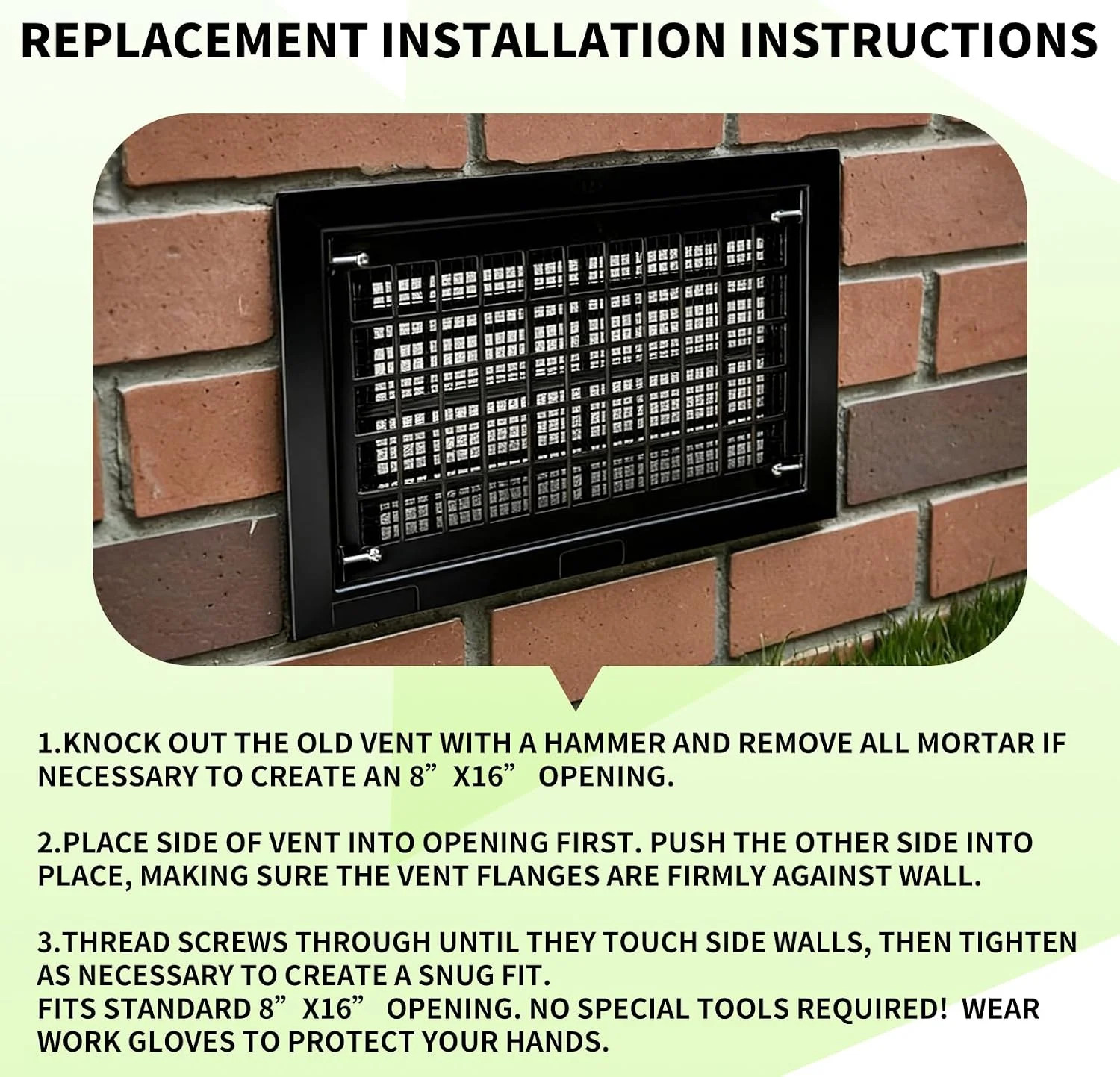10 Pack 8″ x 16″ Automatic Foundation Vent for Ventilating Crawl Space Replaceme