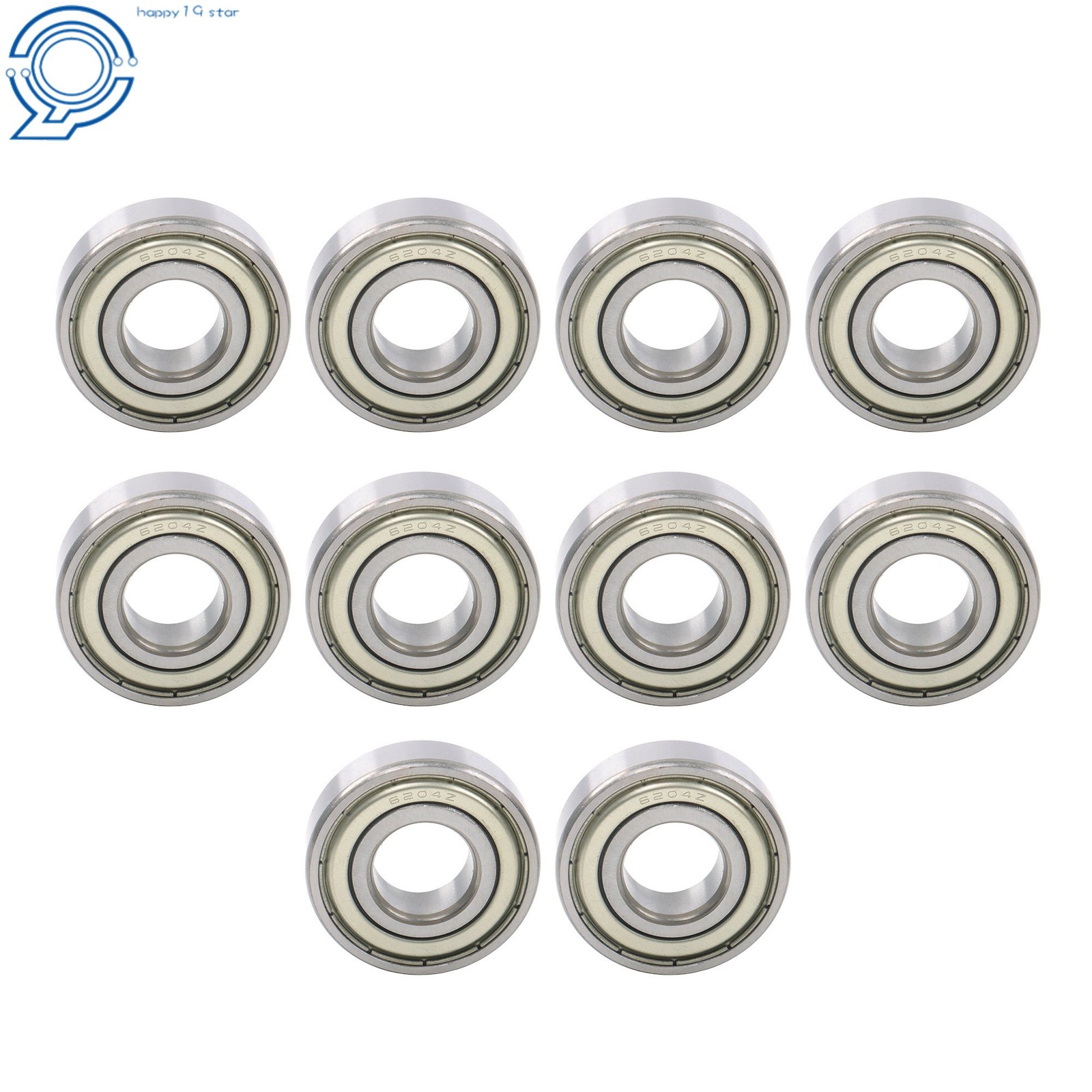 20x47x14mm Ball Bearing 6204-ZZ 10 Pcs Double Shielded Precision Steel