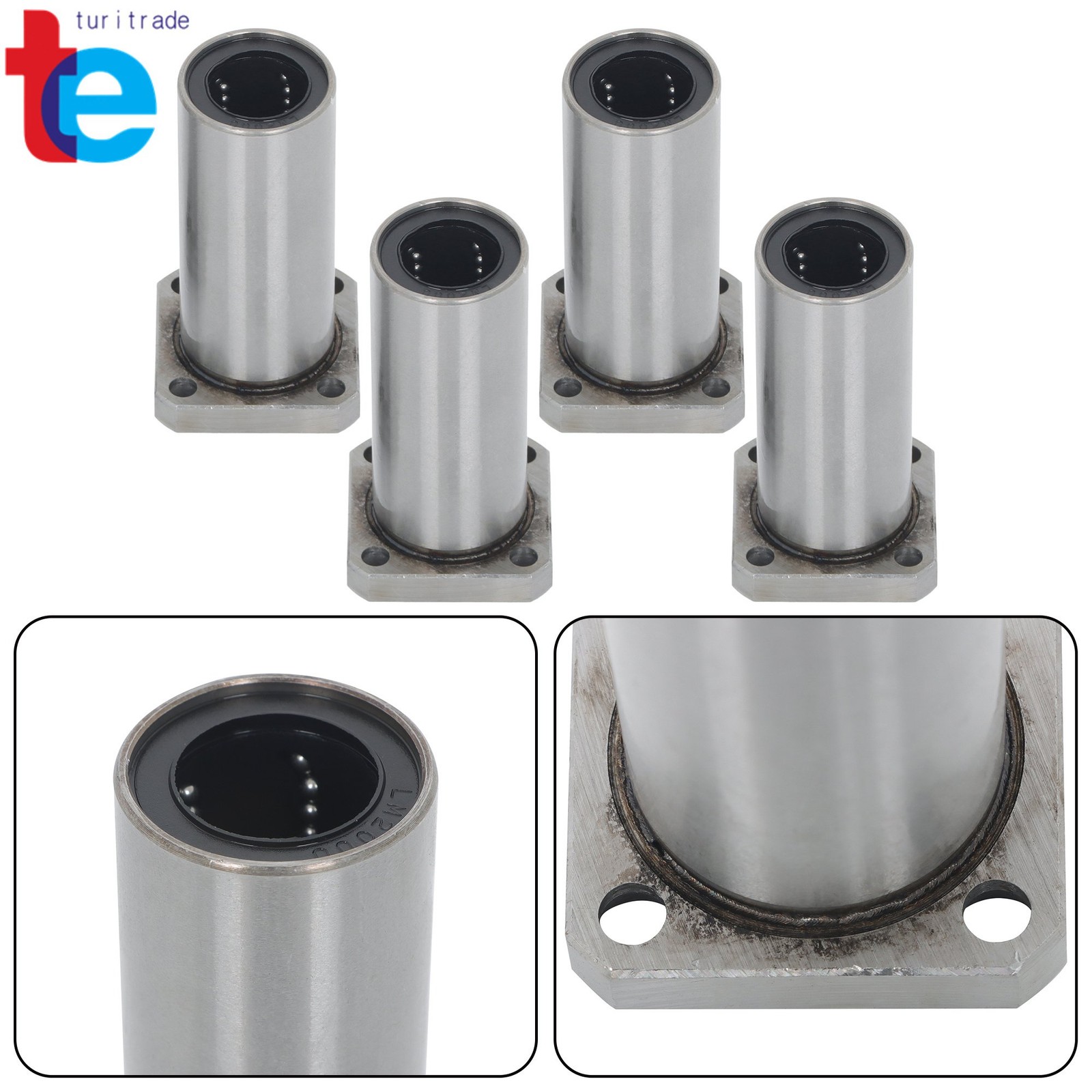 4 Pack Extra Long LMK20LUU Linear Bearings 4pcs 20mm Bore 32mm OD Steel Cage