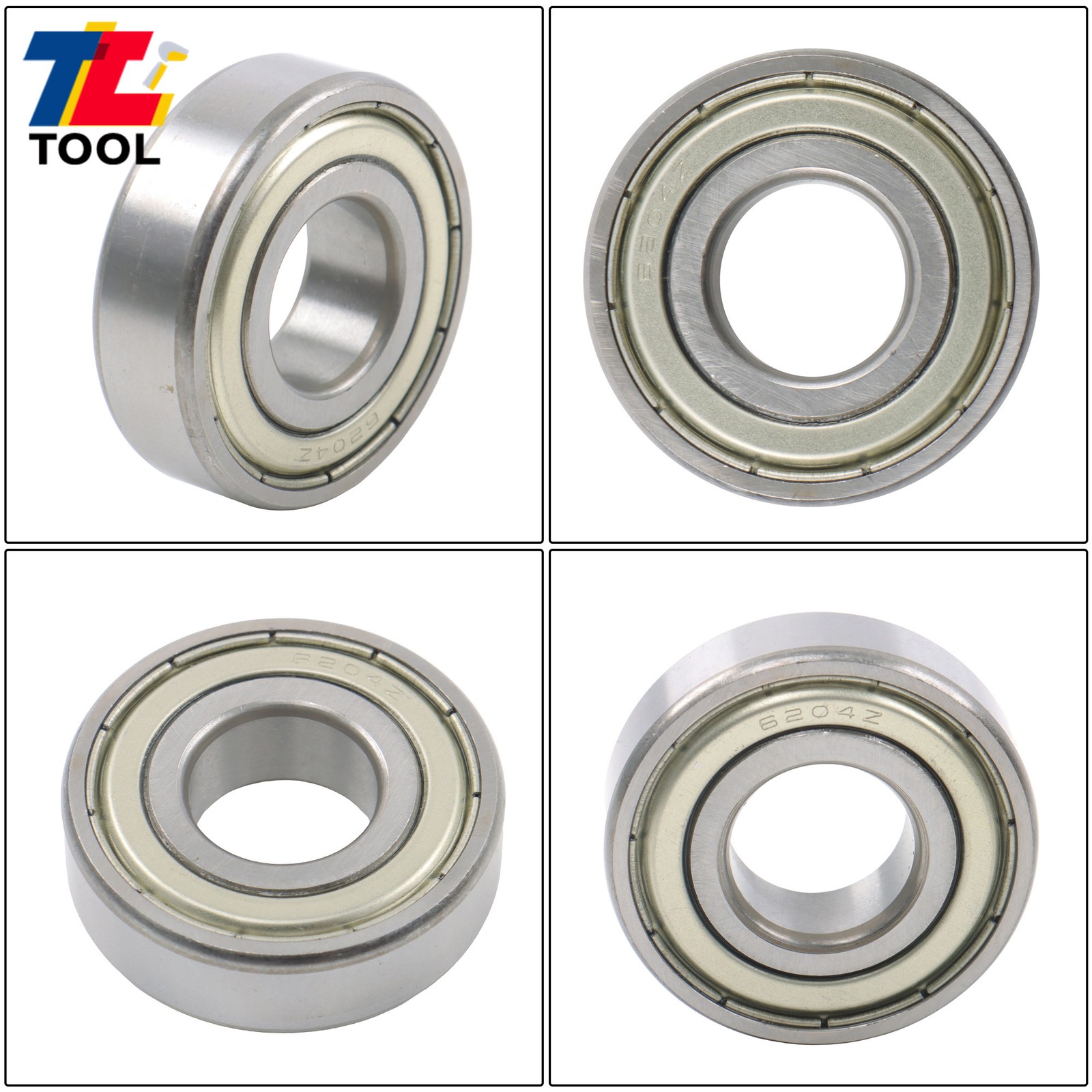 Industrial 6204-ZZ Ball Bearings 10 Pcs 20x47x14mm Double Metal Seal