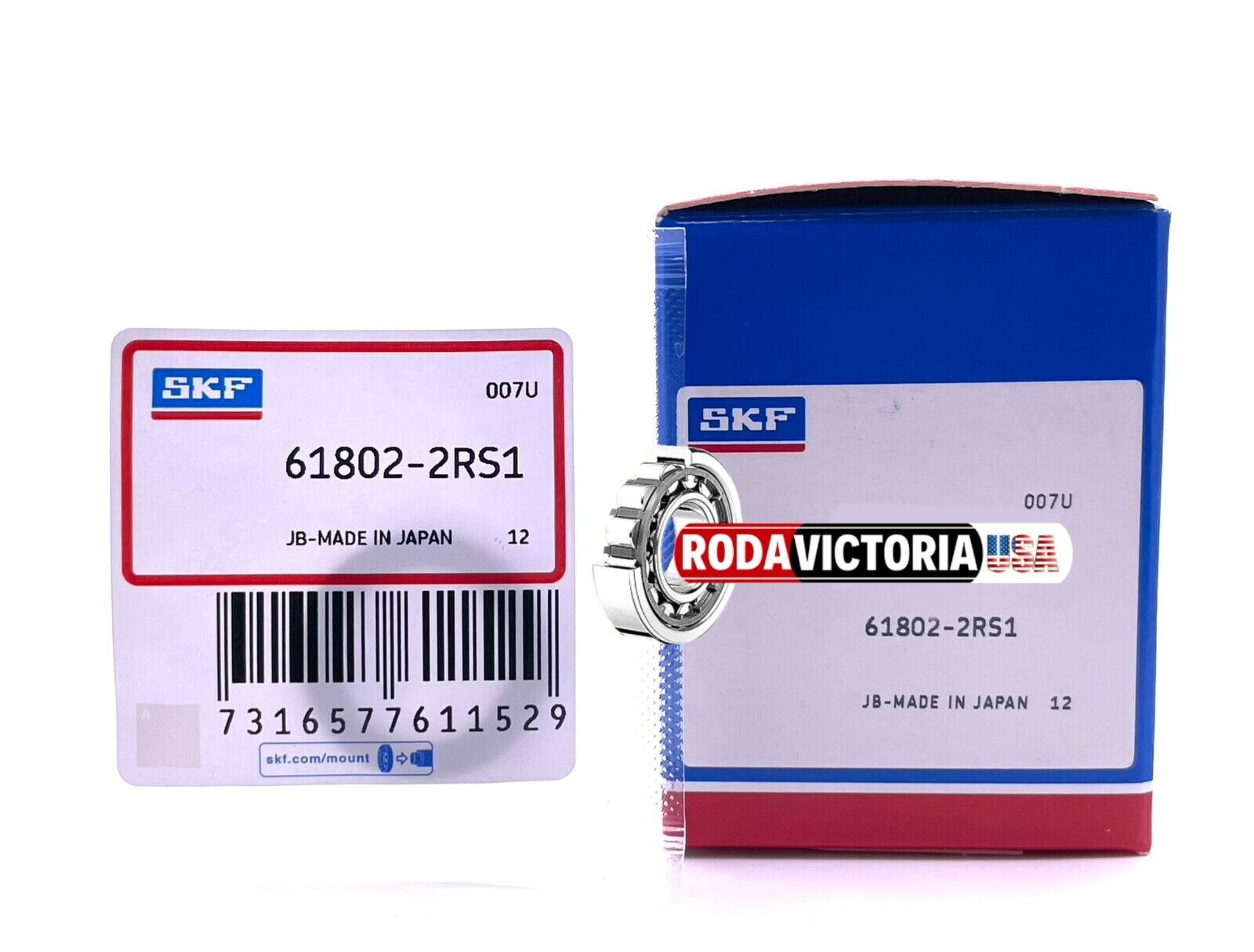 SKF 6802 2RS DEEP GROOVE BALL BEARING, RUBBER SEALED 61802 15x24x5 mm