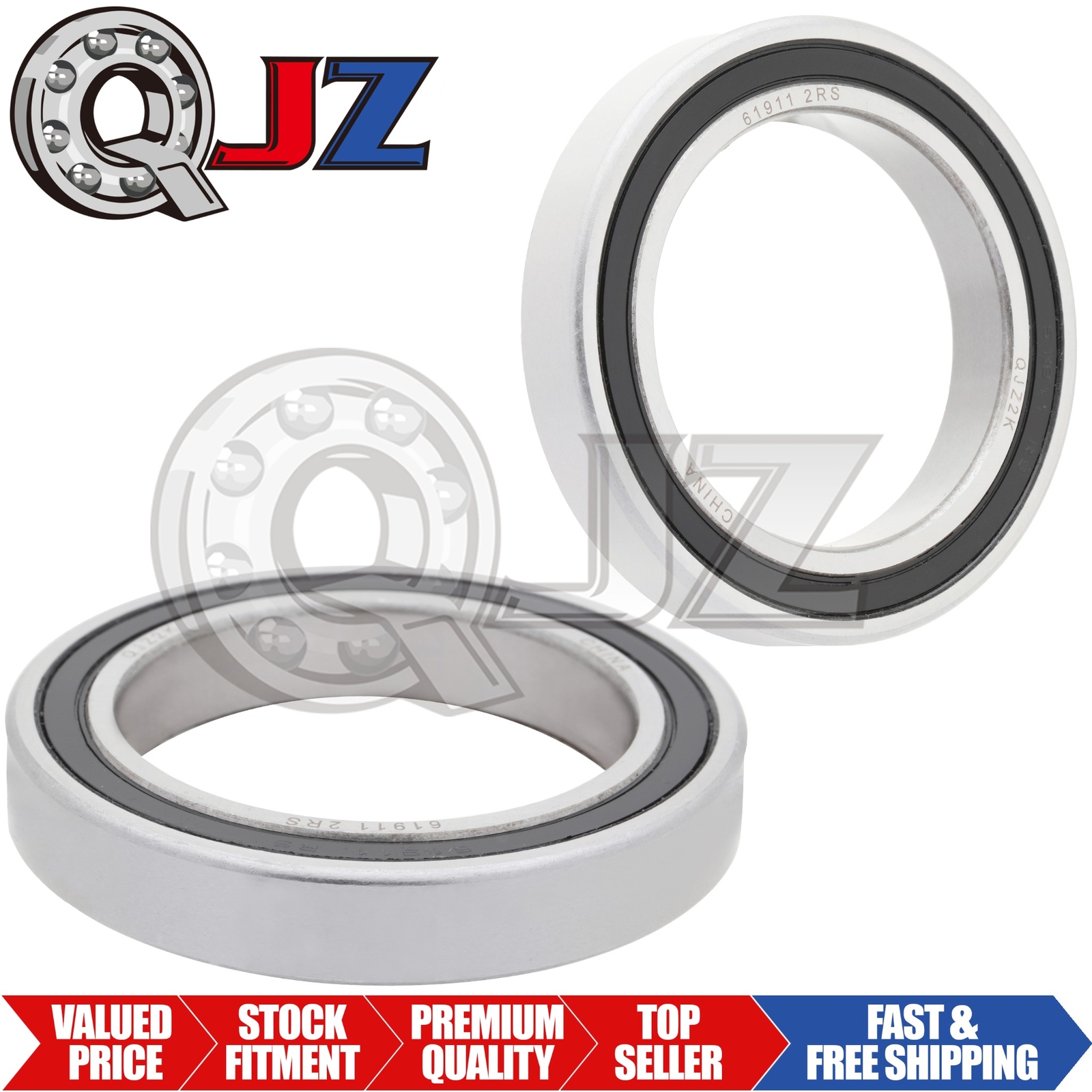 [Qty.2] 6911-2RS Radial/Deep Groove Ball Bearing [55mm ID x 80mm ID x 13mm W]