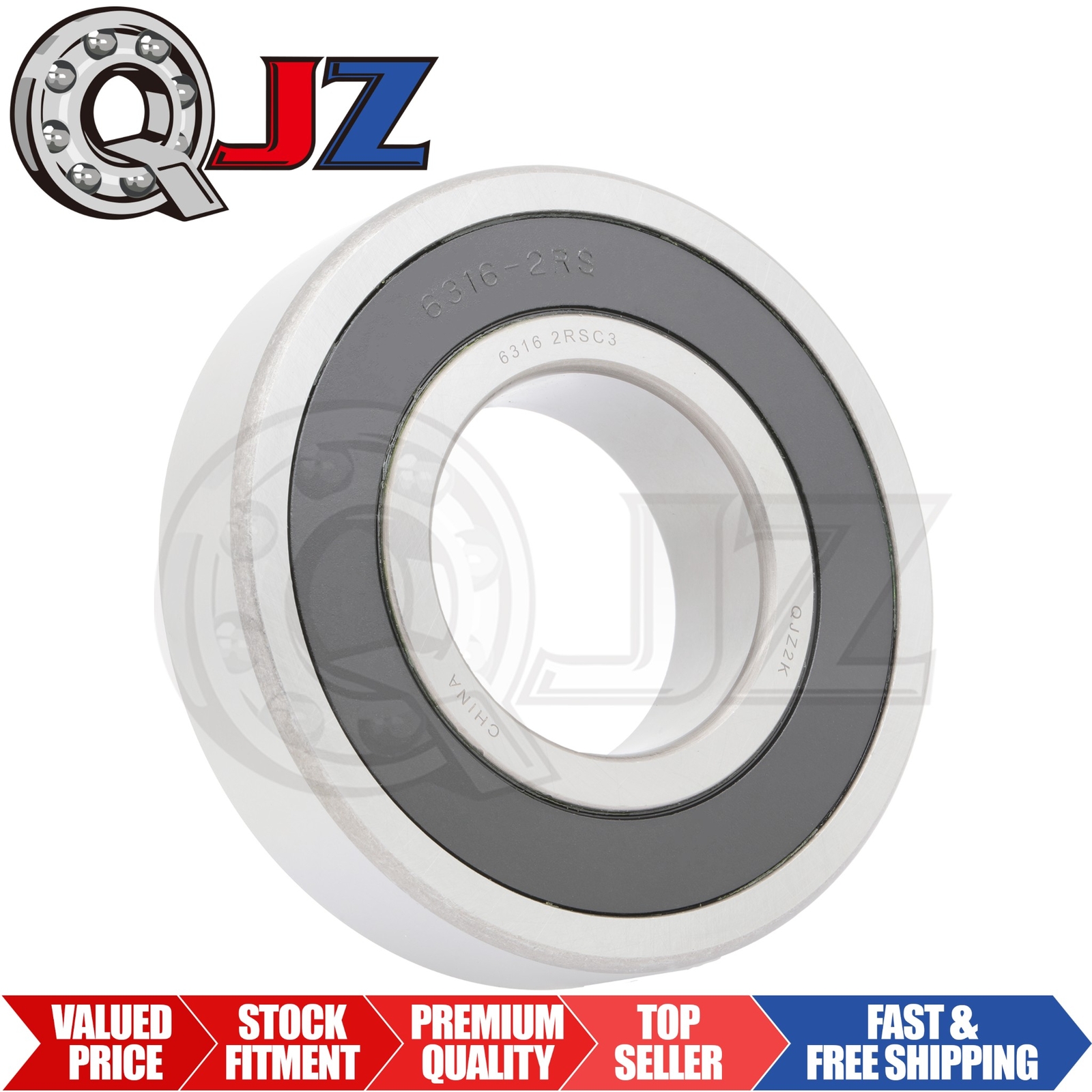 [Qty.1] 6316-2RS Radial/Deep Groove Ball Bearing [80mm ID x 170mm OD x 39mm W]