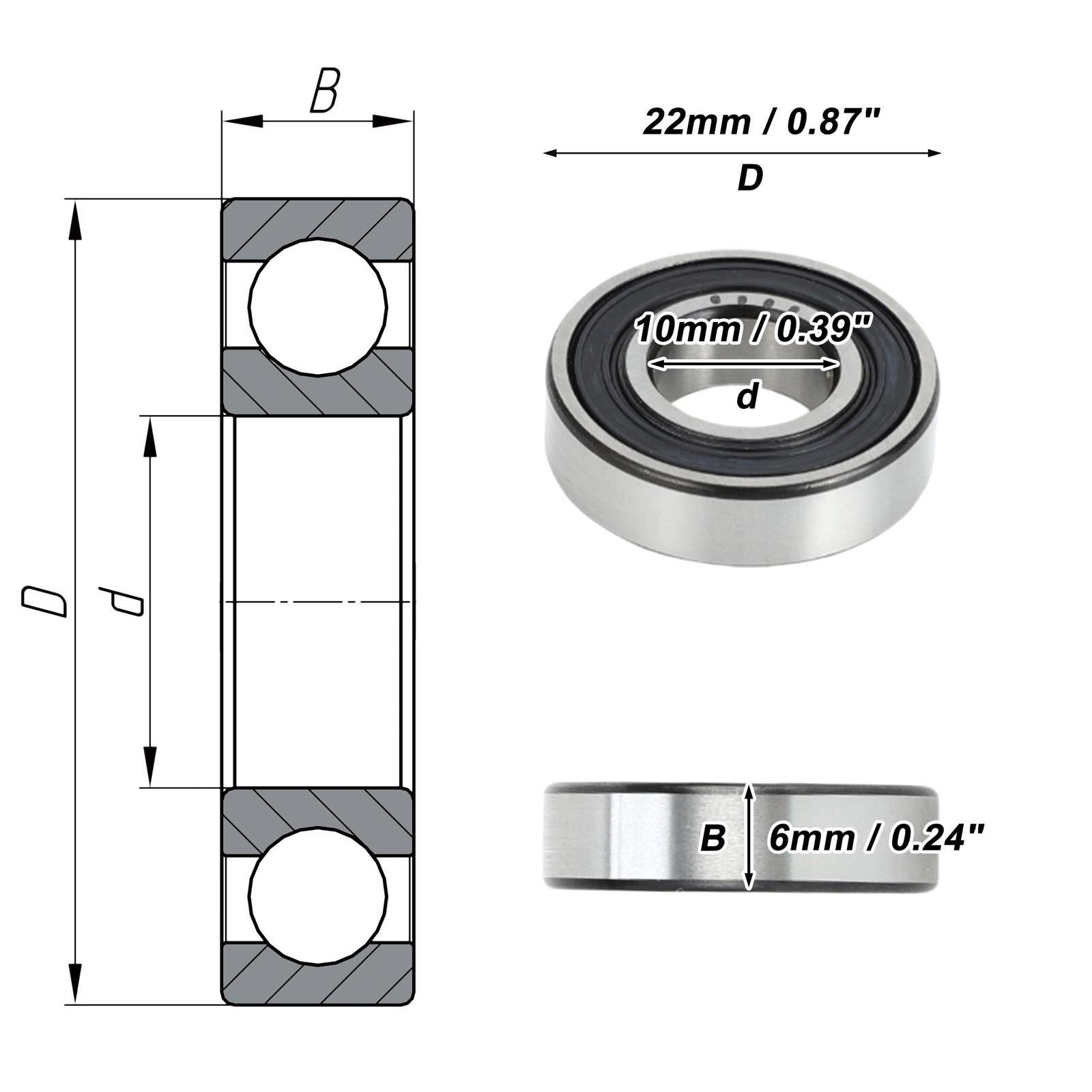 6900VV Deep Groove Ball Bearings 10x22x6mm 1 Pc Scooter Skateboard Wheel