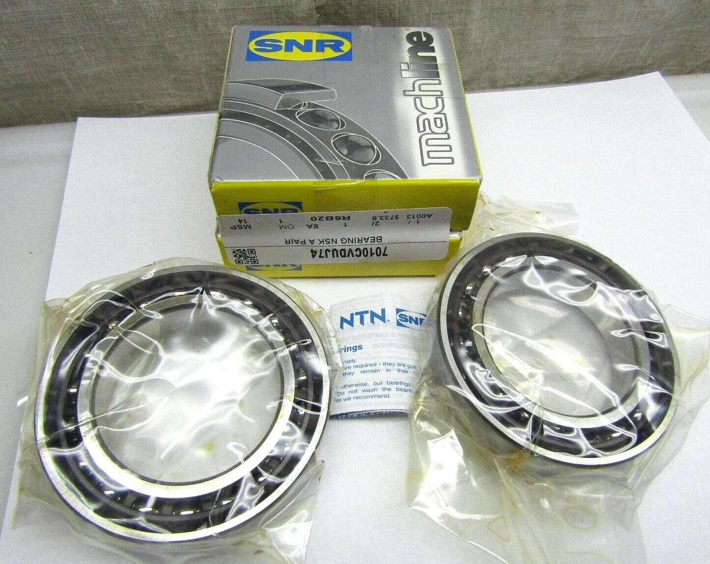 SNR NTN 7010CVDU.J74 50mm x 80mm x 16mm Precision 2 Bearing Set ABEC-7
